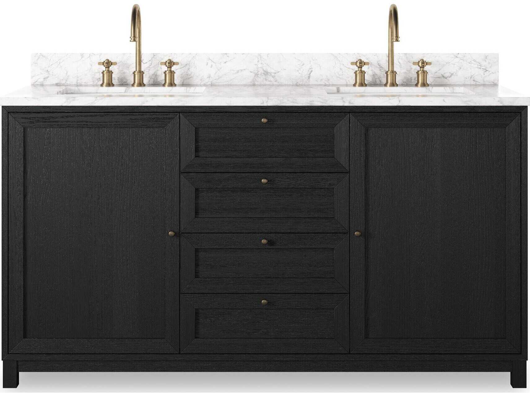 Four Hands Millie Double Vanity - Satin Drifted Black Veneer