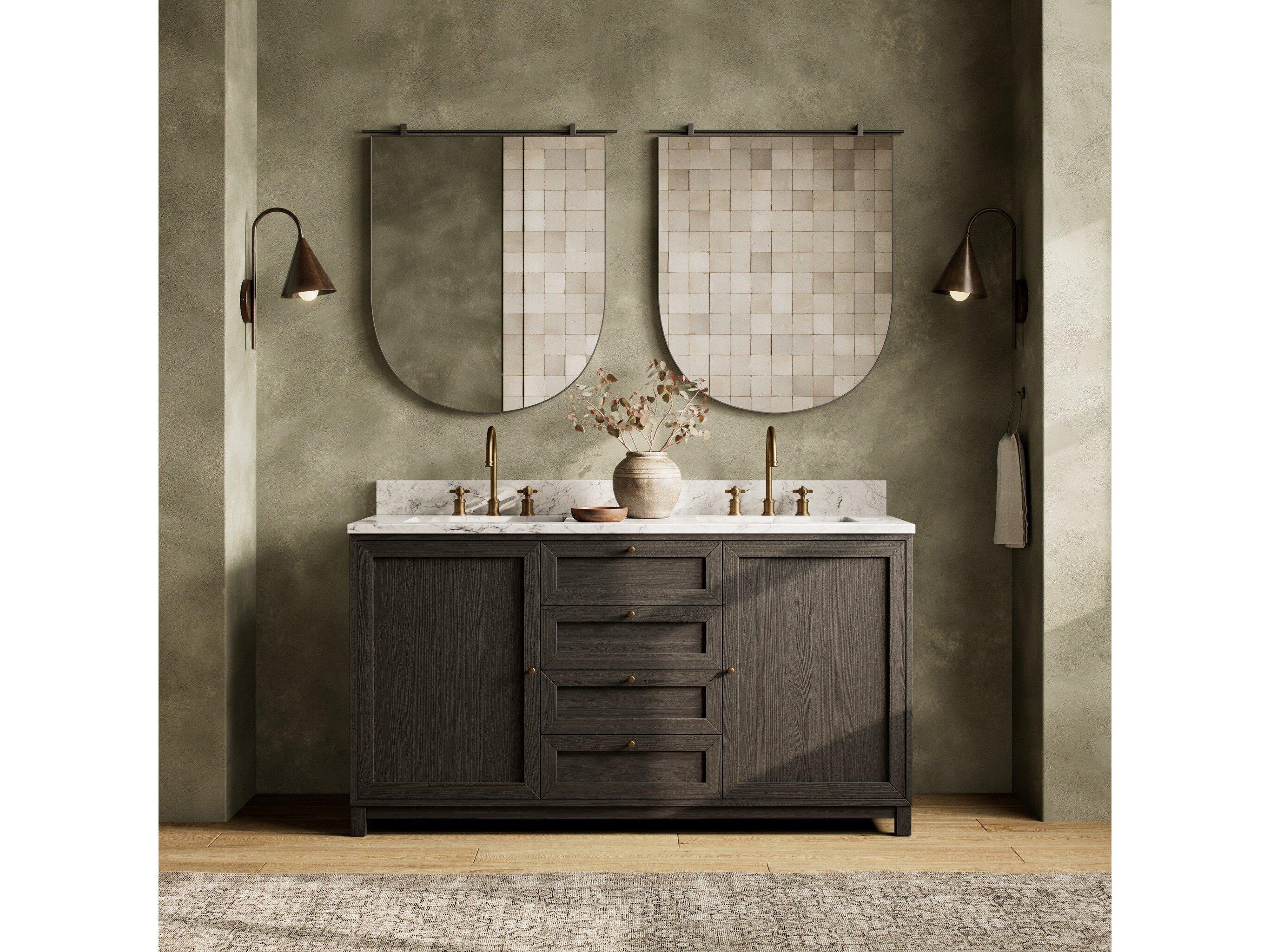 Four Hands Millie Double Vanity - Satin Drifted Black Veneer