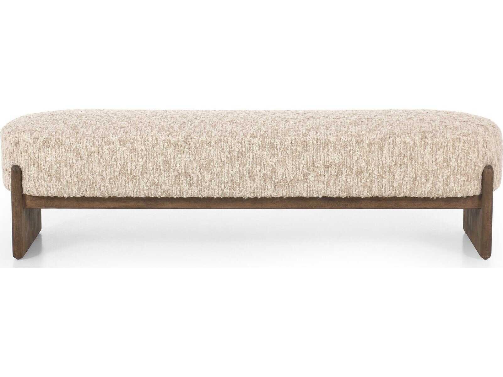 Four Hands Kensington Solema Cream Distressed Natural Beige Upholstered Accent Bench