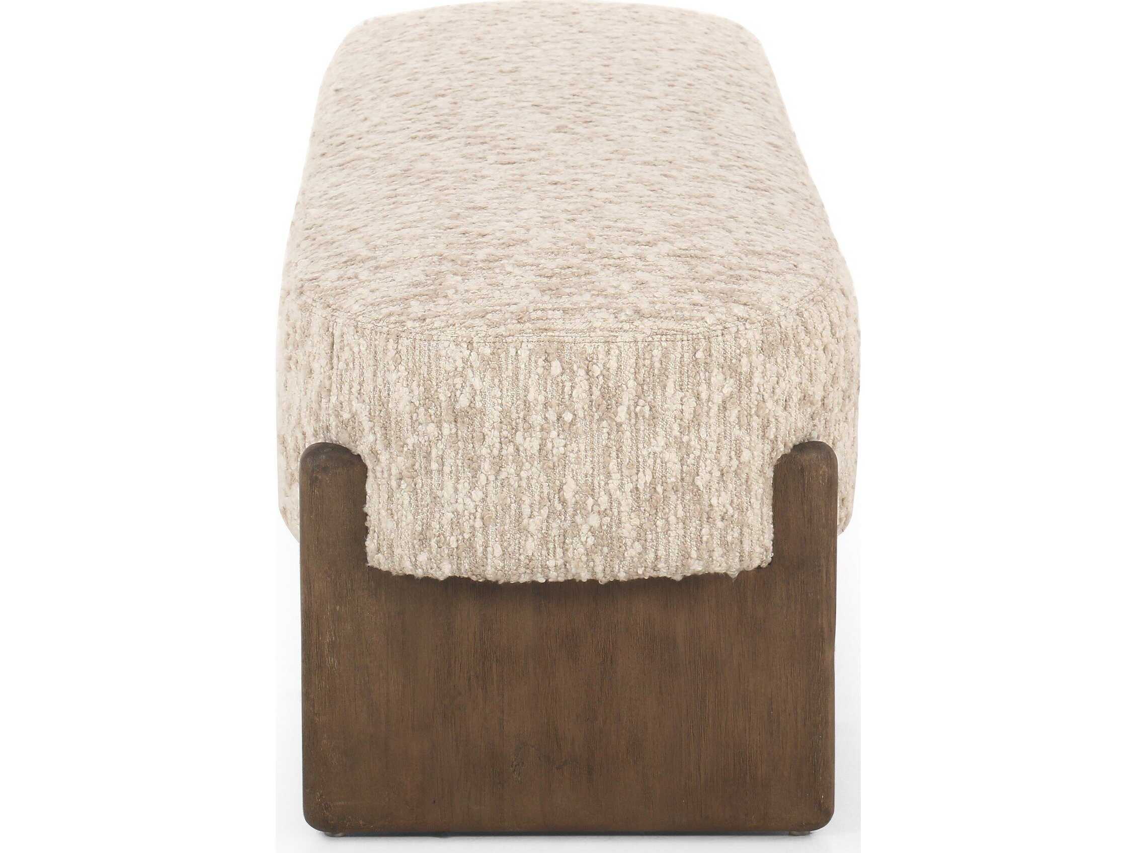 Four Hands Kensington Solema Cream Distressed Natural Beige Upholstered Accent Bench