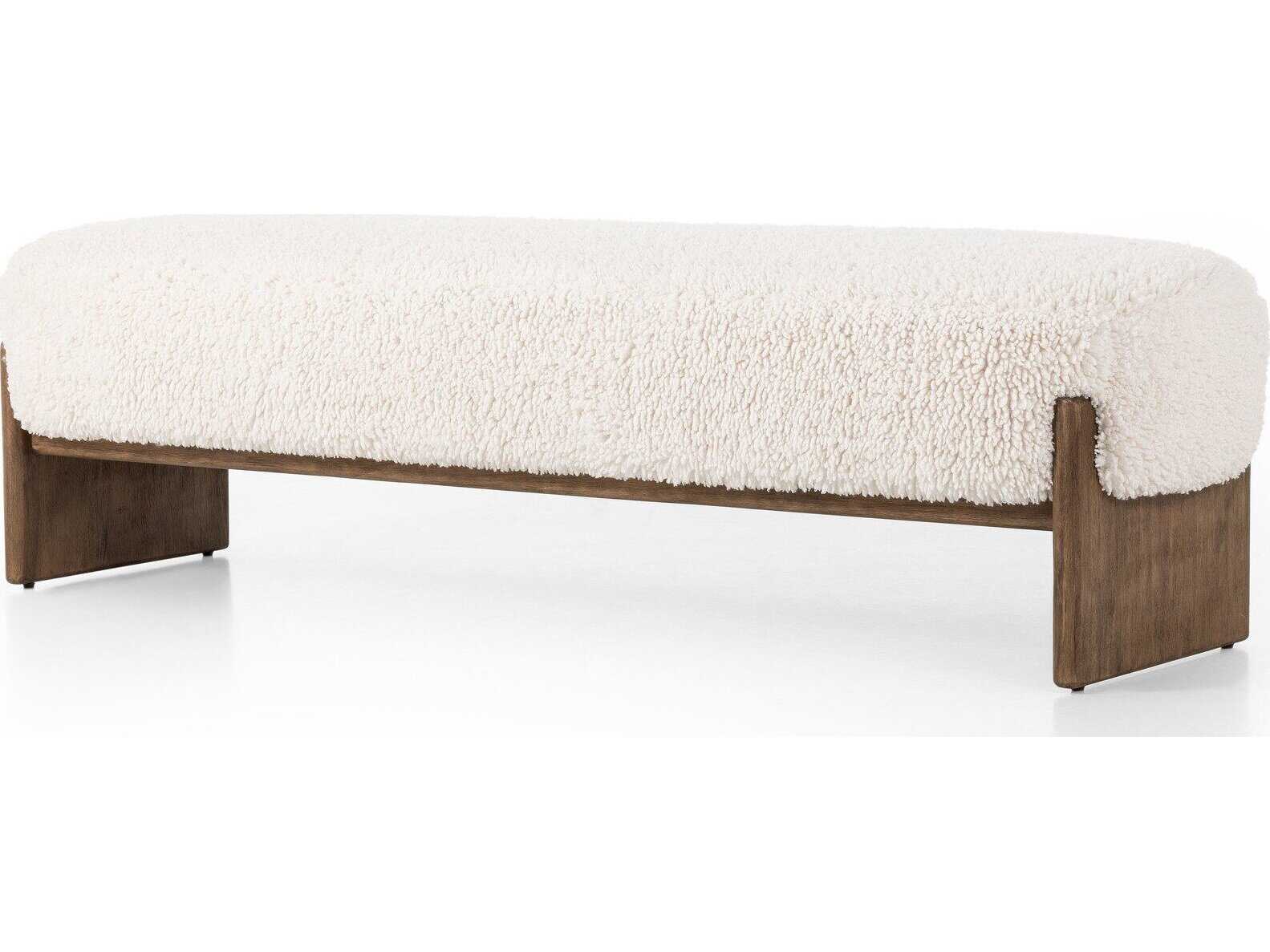 Four Hands Kensington Kirby White Fur Accent Bench