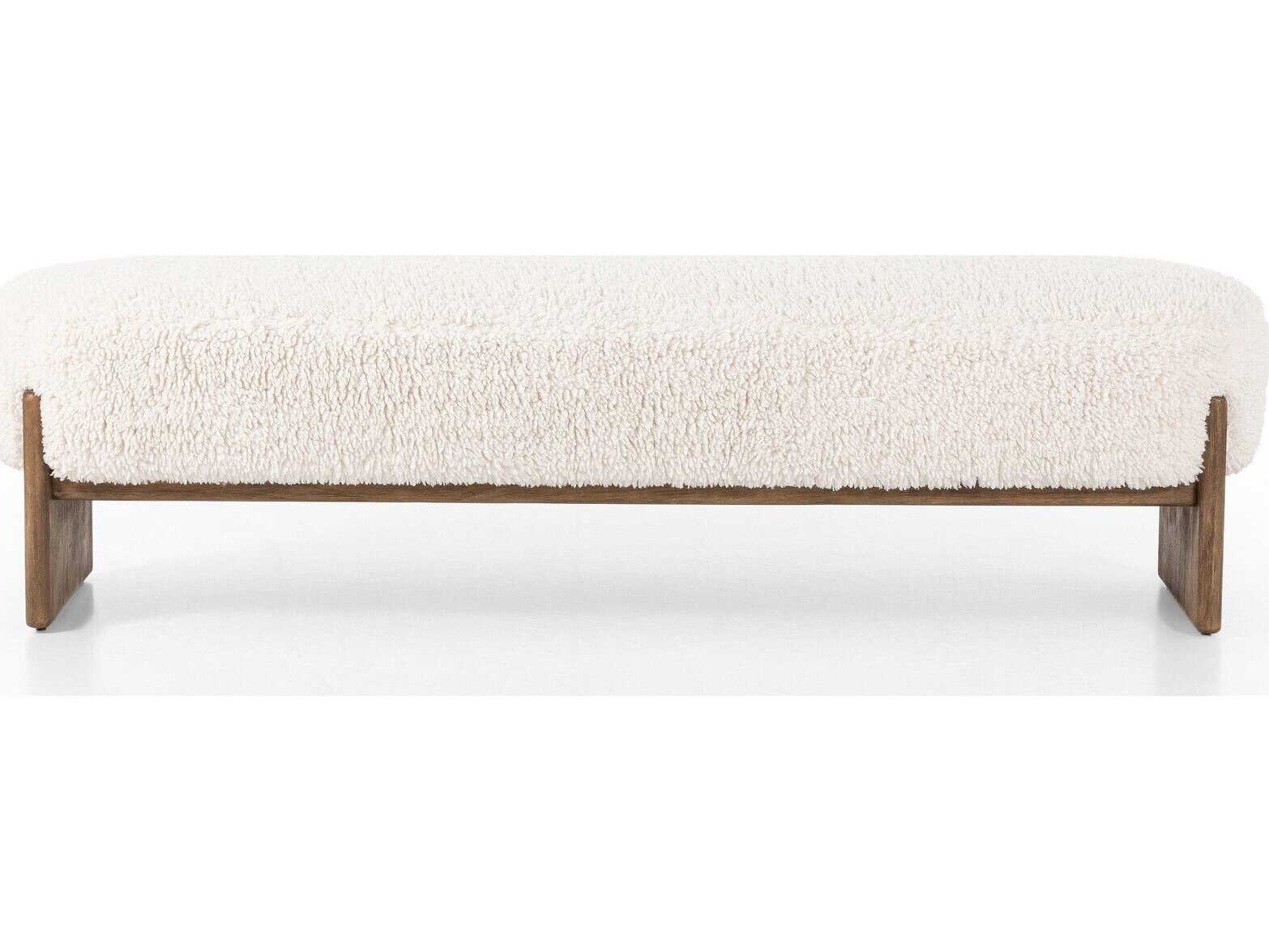 Four Hands Kensington Kirby White Fur Accent Bench