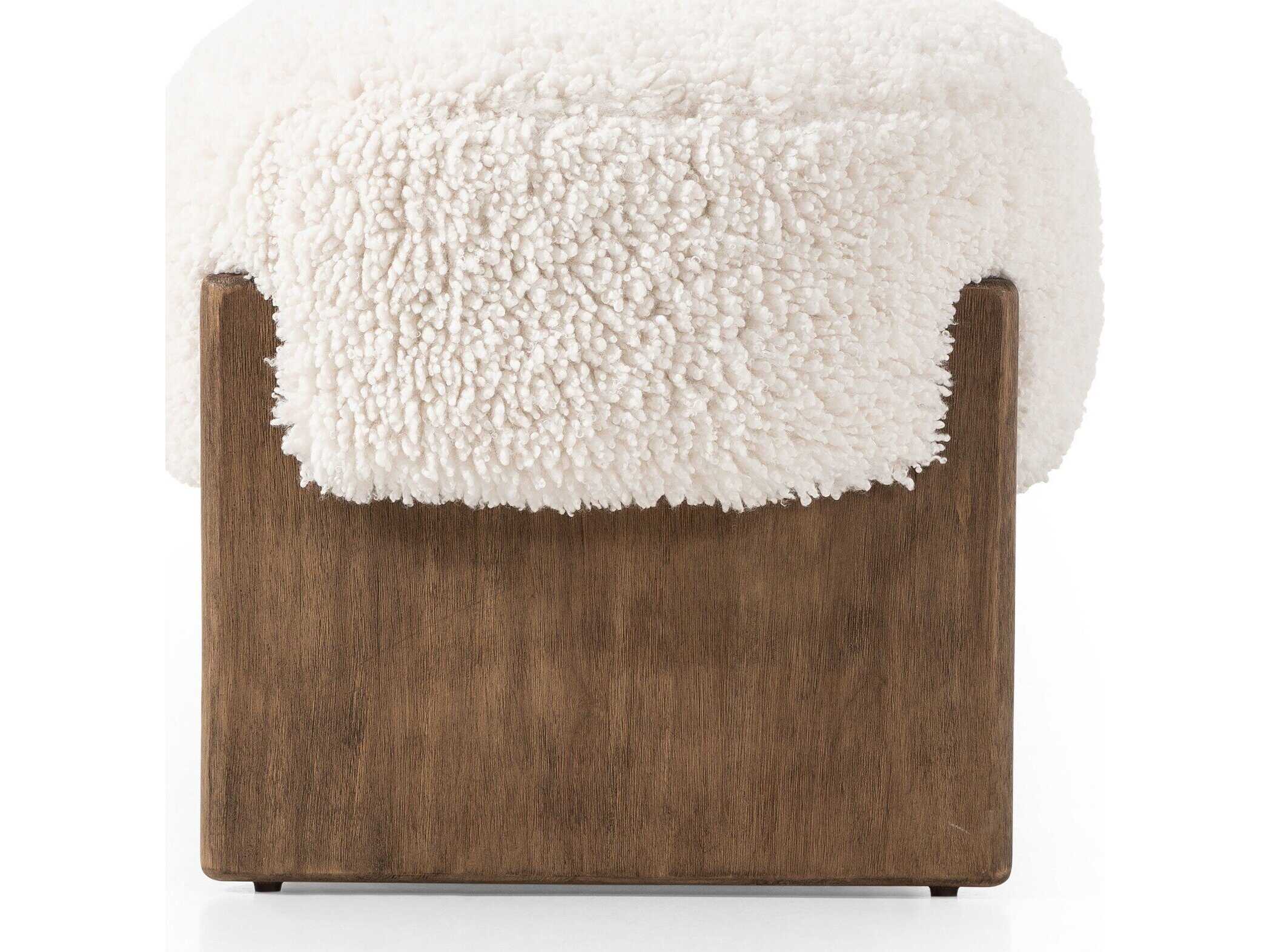 Four Hands Kensington Kirby White Fur Accent Bench