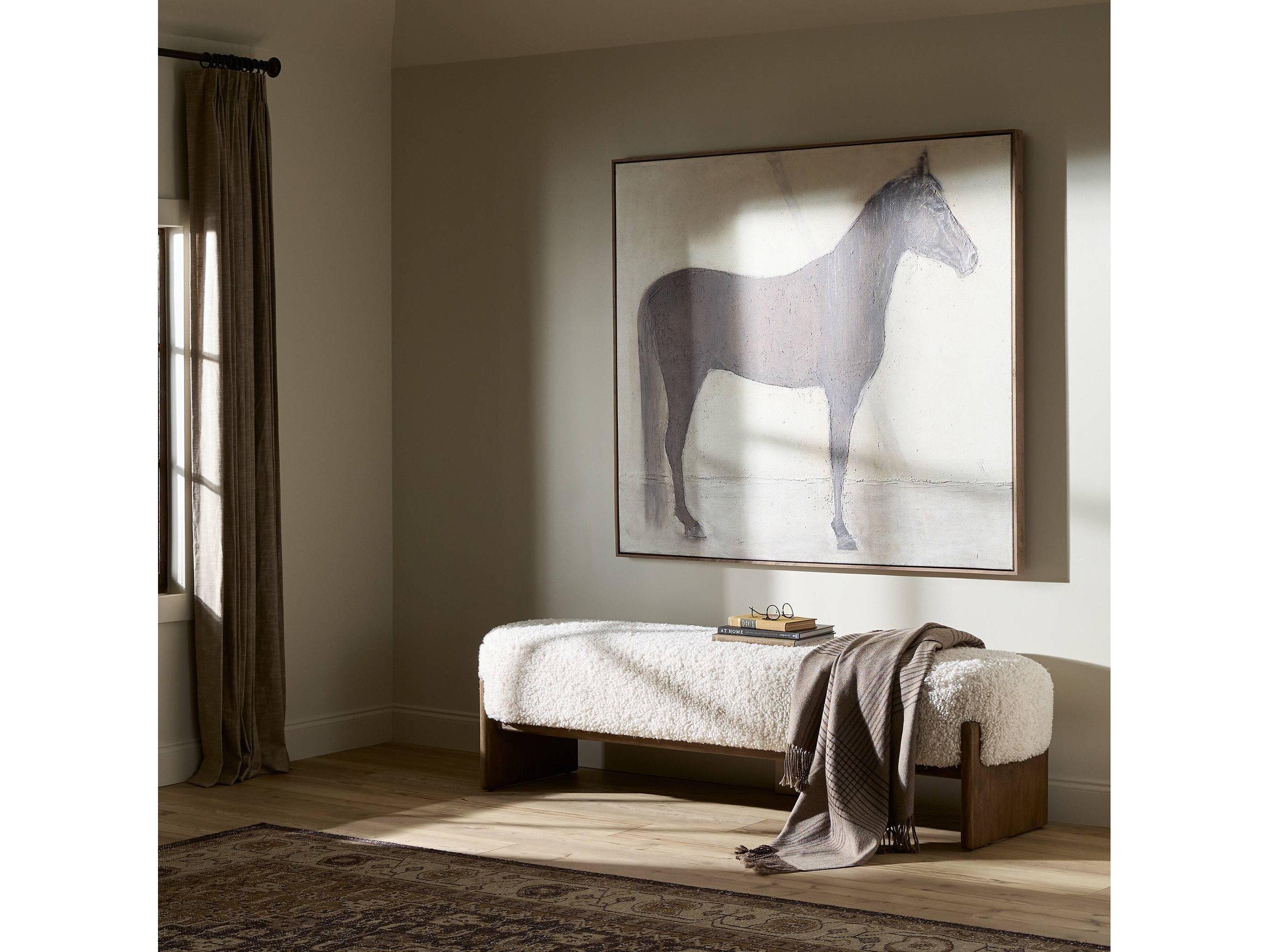 Four Hands Kensington Kirby White Fur Accent Bench