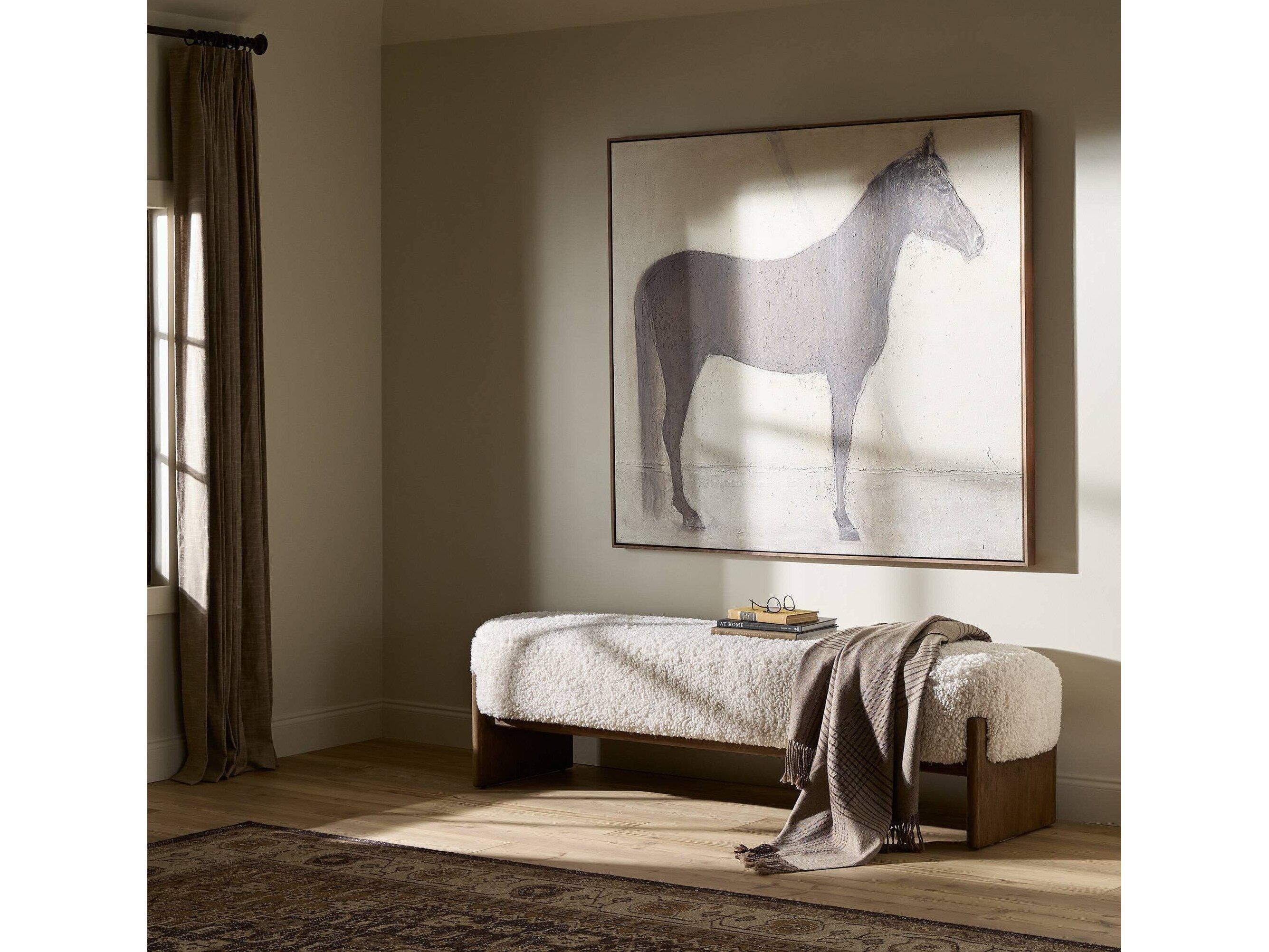 Four Hands Kensington Kirby White Fur Accent Bench