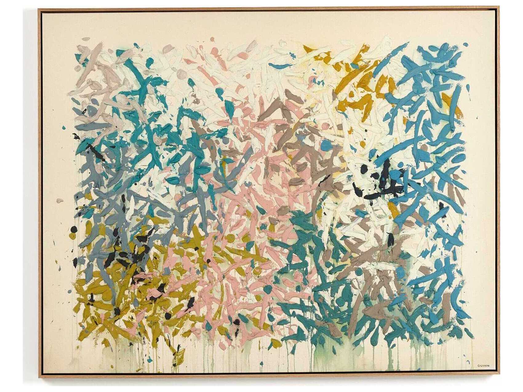 Four Hands Art Studio Our Hands Are Open No. 18 by Tyler Guinn Vertical Grain White Oak Floater Canvas Wall Art