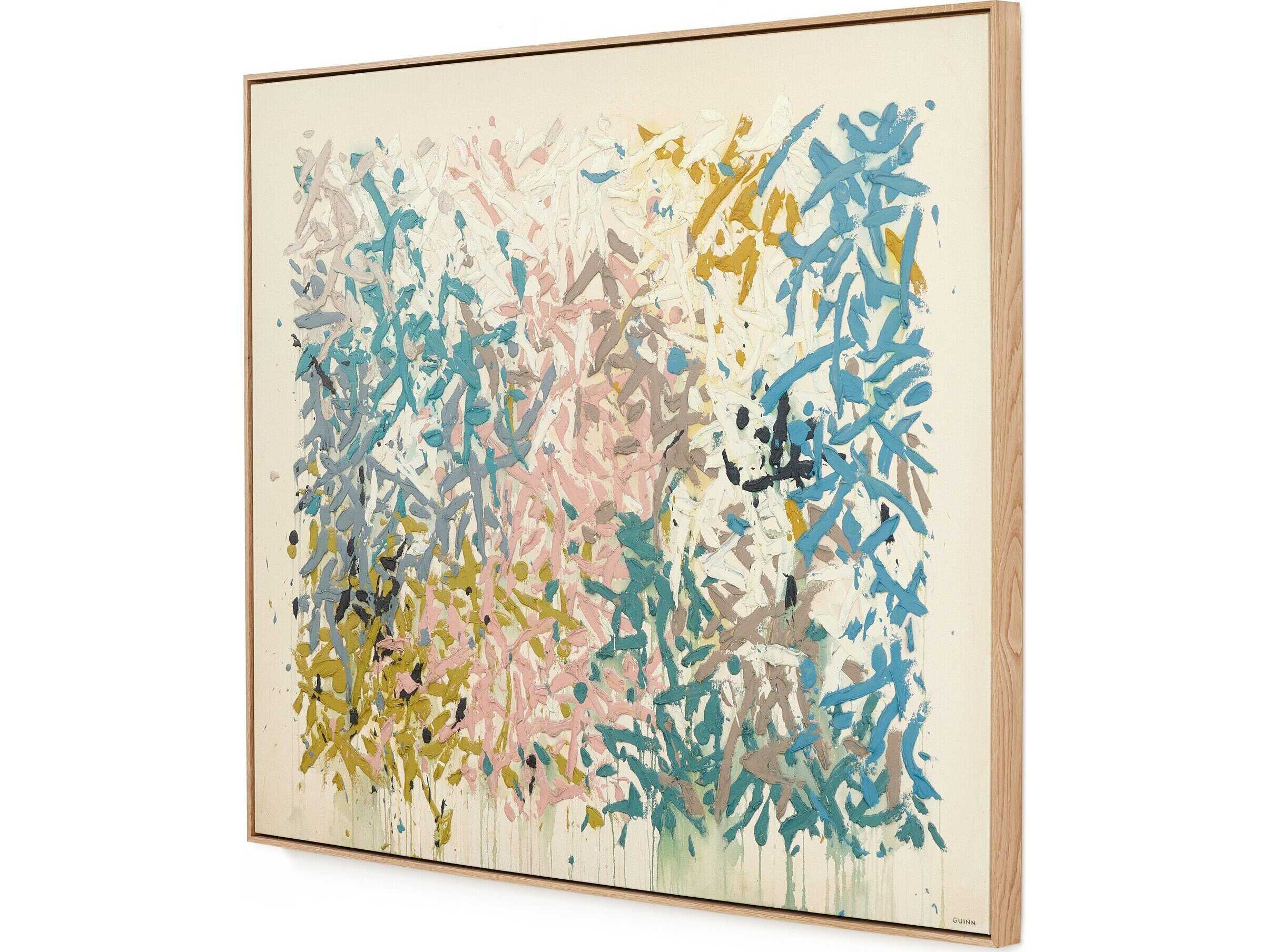 Four Hands Art Studio Our Hands Are Open No. 18 by Tyler Guinn Vertical Grain White Oak Floater Canvas Wall Art