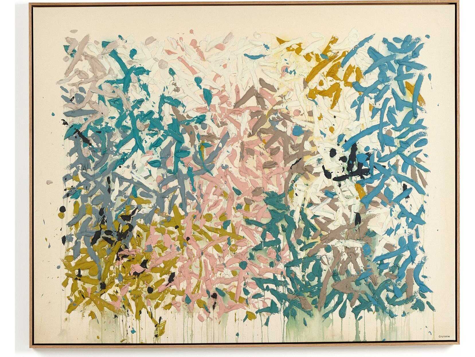 Four Hands Art Studio Our Hands Are Open No. 18 by Tyler Guinn Vertical Grain White Oak Floater Canvas Wall Art