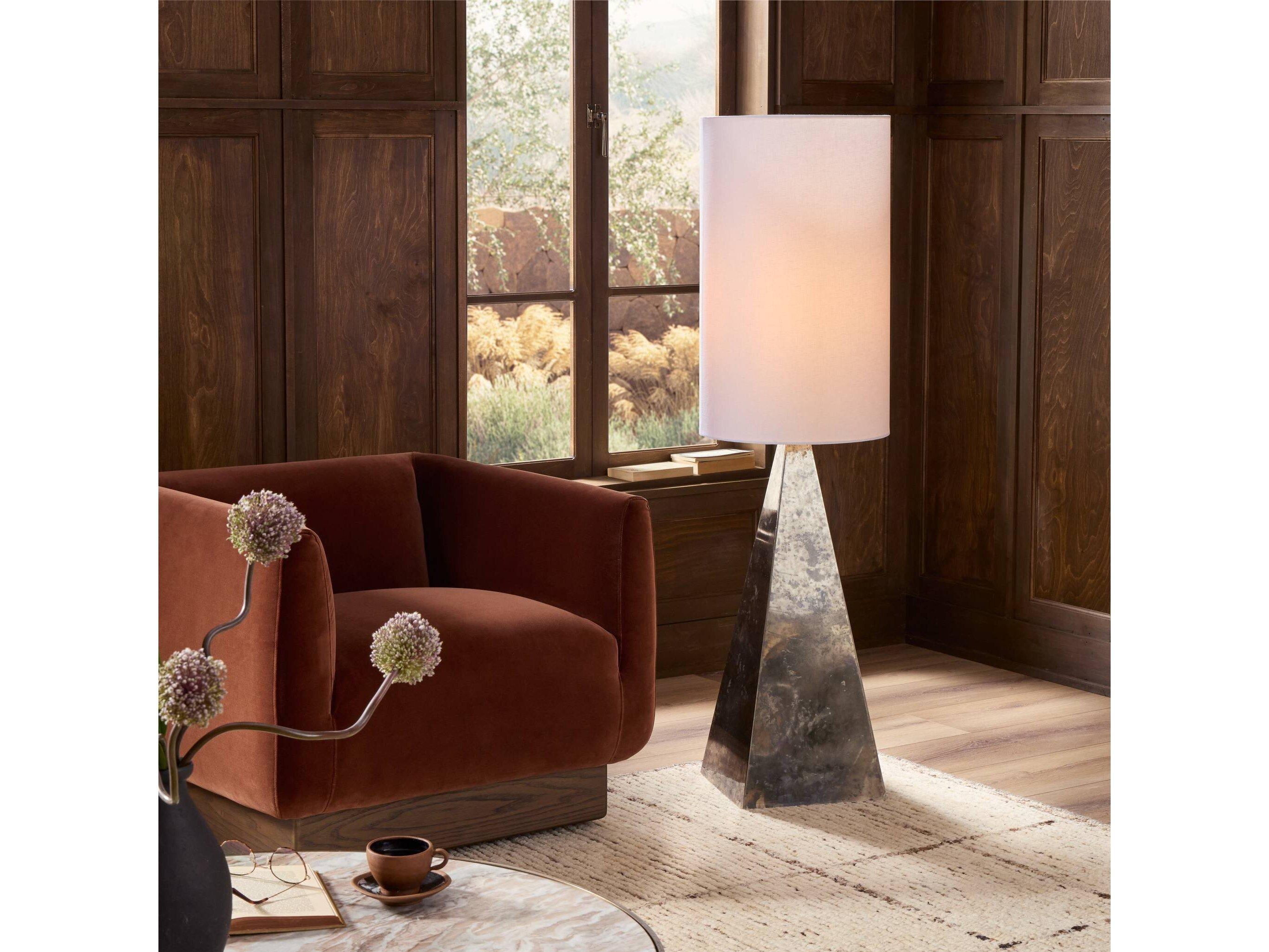 Four Hands Camden Banner Floor Lamp - Oxidized Brass Steel