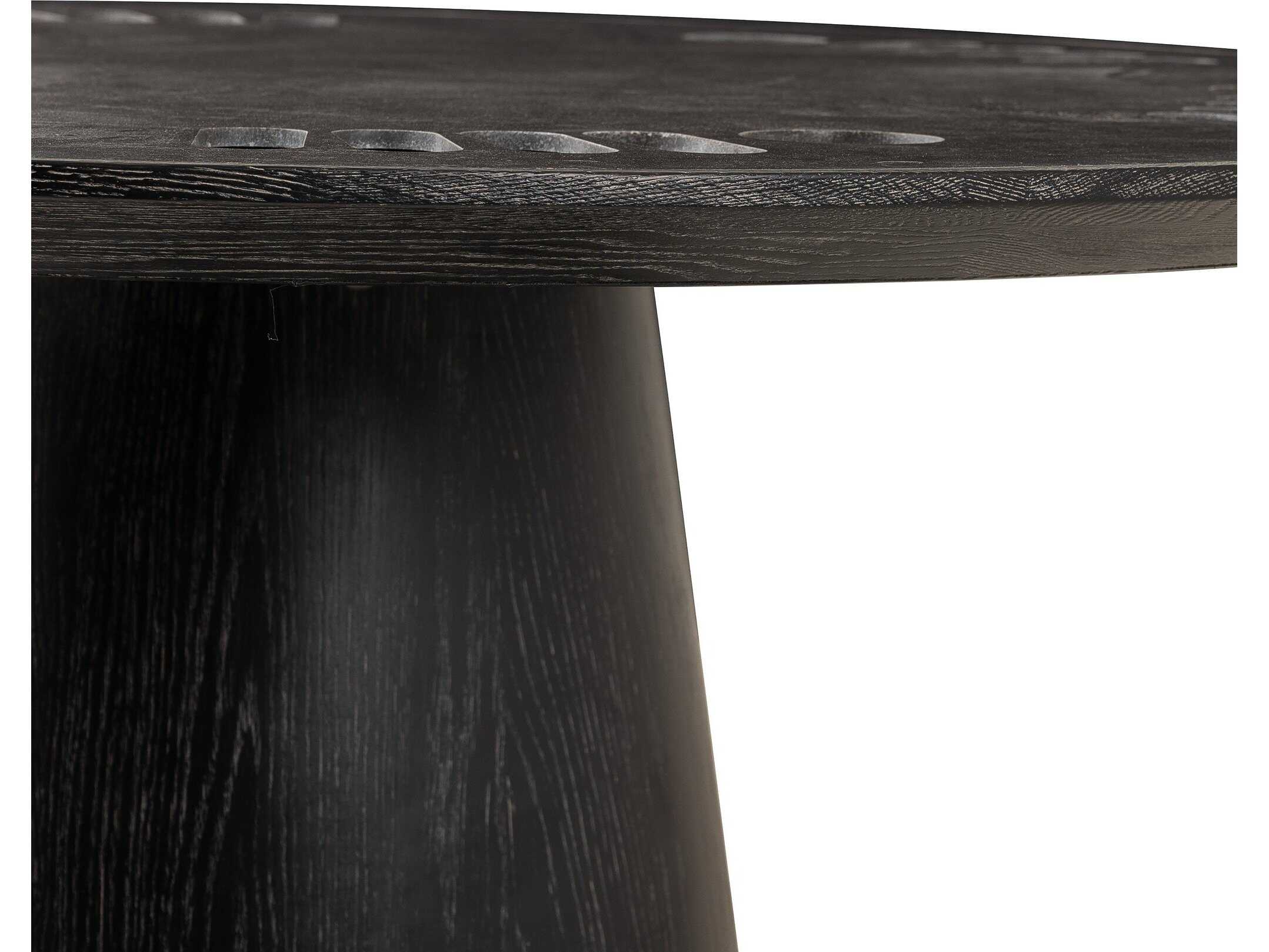 Four Hands Hughes Oak Wood Washed Black Bluestone Game Table