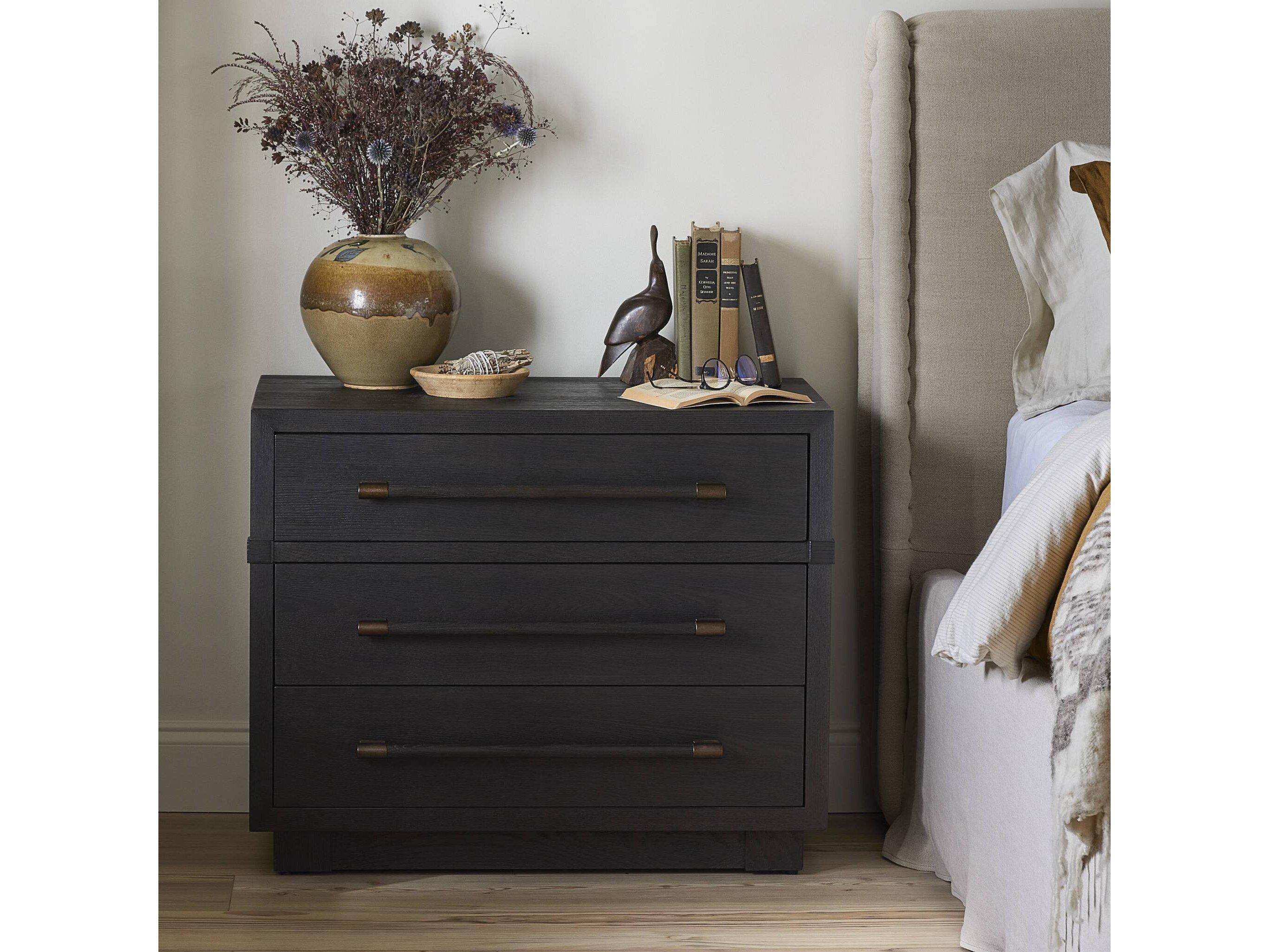 Four Hands Delft Adolfo Modern Black Ash Rectangular Nightstand