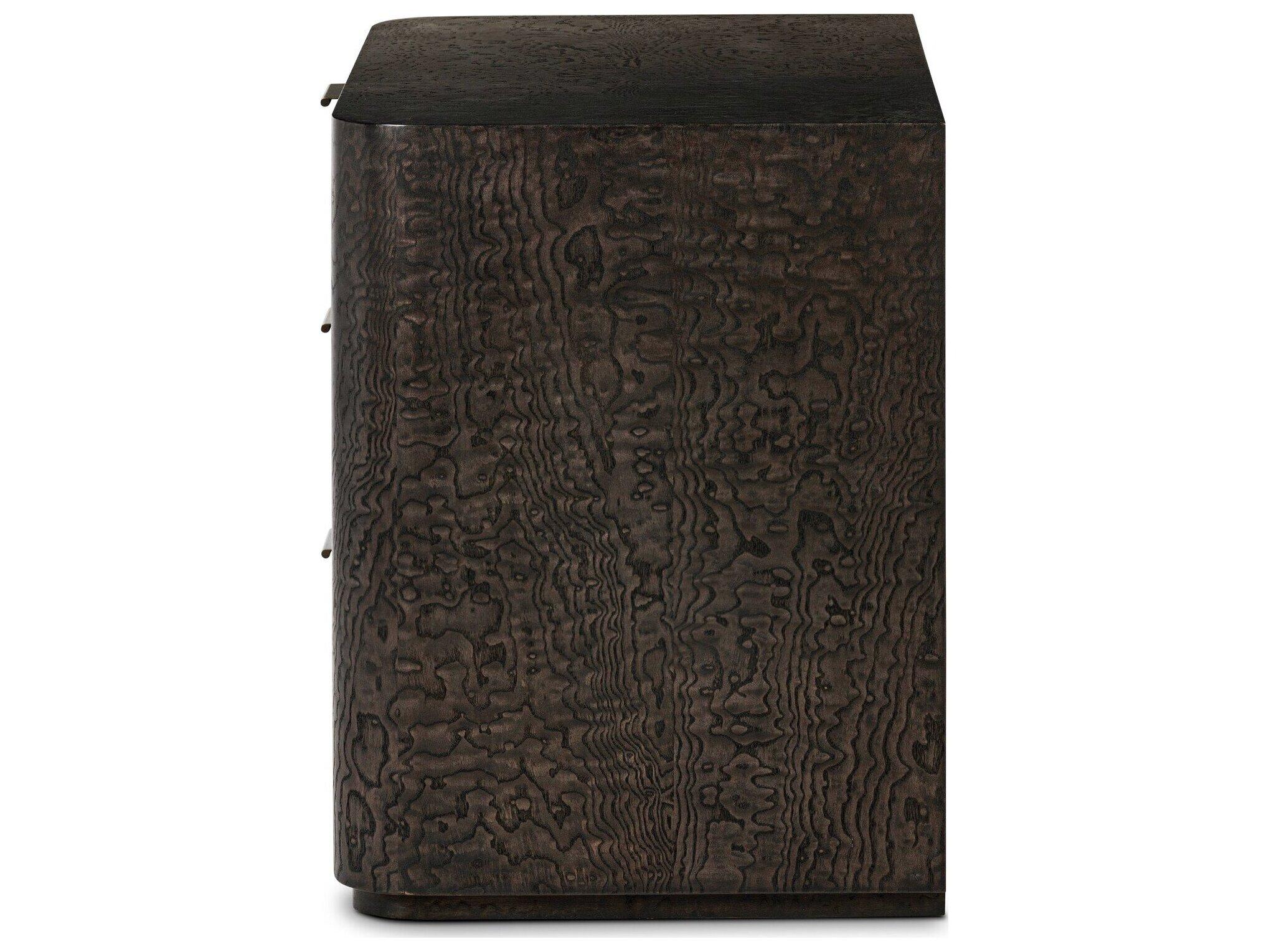 Four Hands Westley 3-Drawers Brown Ash Wood Nightstand
