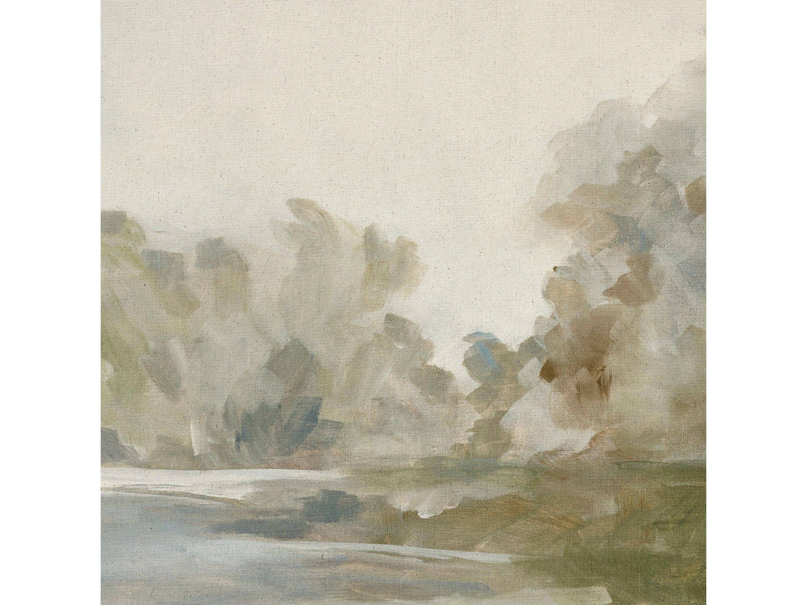 Four Hands Art Studio Lake by Lauren Fuhr Natural Maple Floater Canvas Wall Art