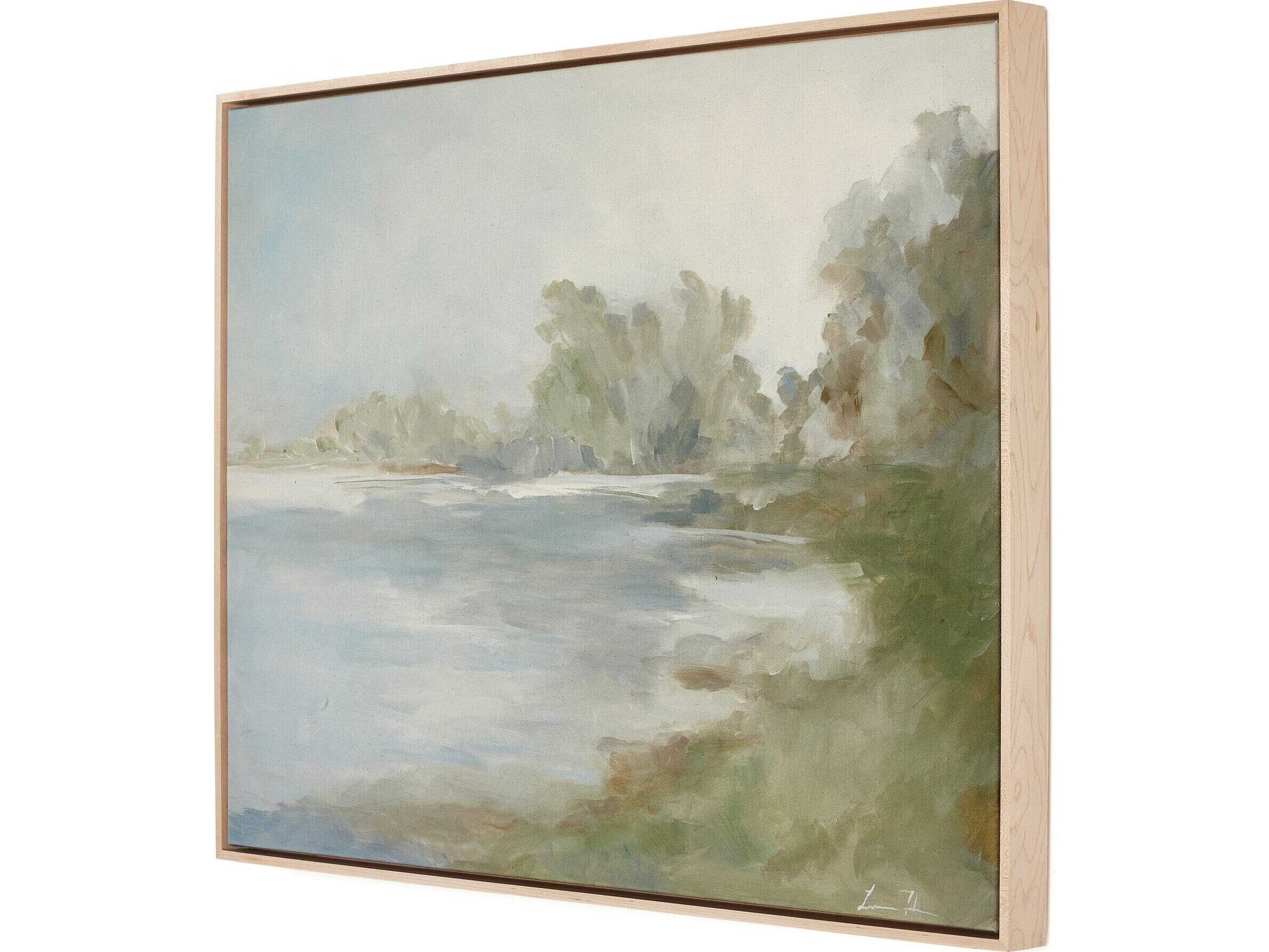 Four Hands Art Studio Lake by Lauren Fuhr Natural Maple Floater Canvas Wall Art