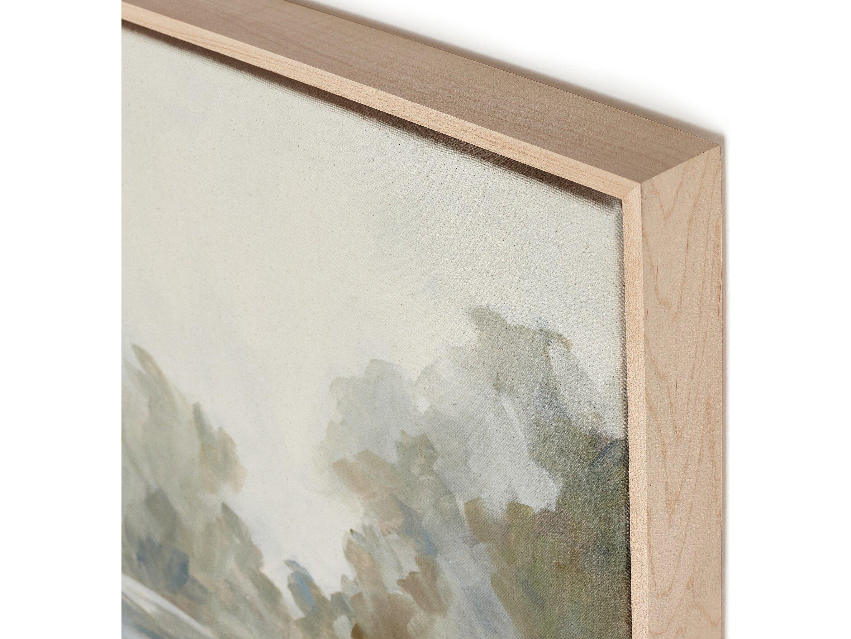 Four Hands Art Studio Lake by Lauren Fuhr Natural Maple Floater Canvas Wall Art