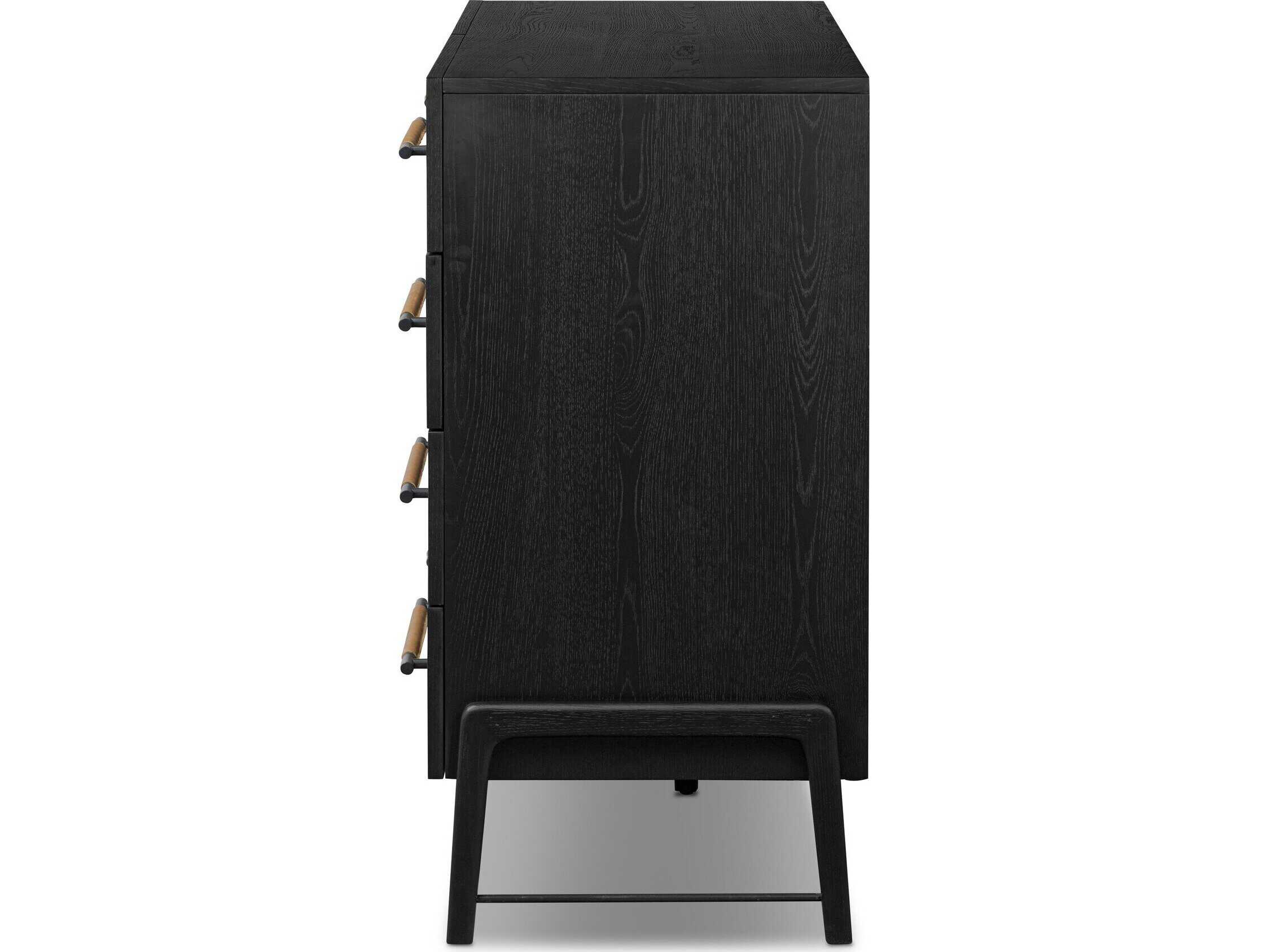 Four Hands Filmore Rosedale Ebony Oak Veneer Oak Wood 8 Drawer Dresser