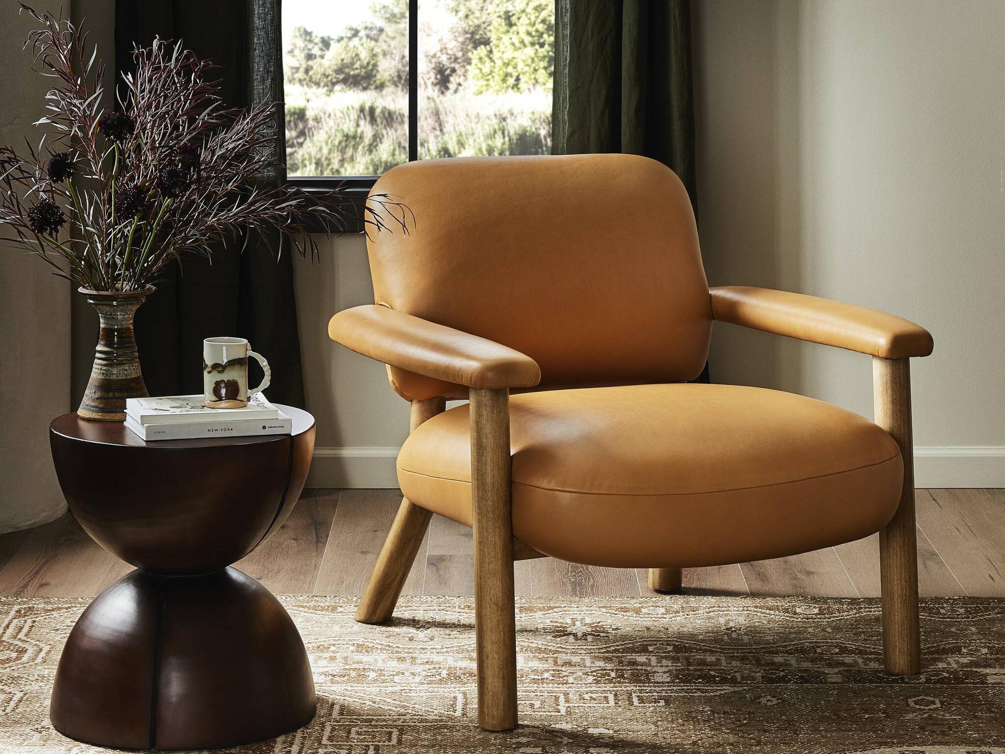 Four Hands Carnegie Brown Leather Accent Chair