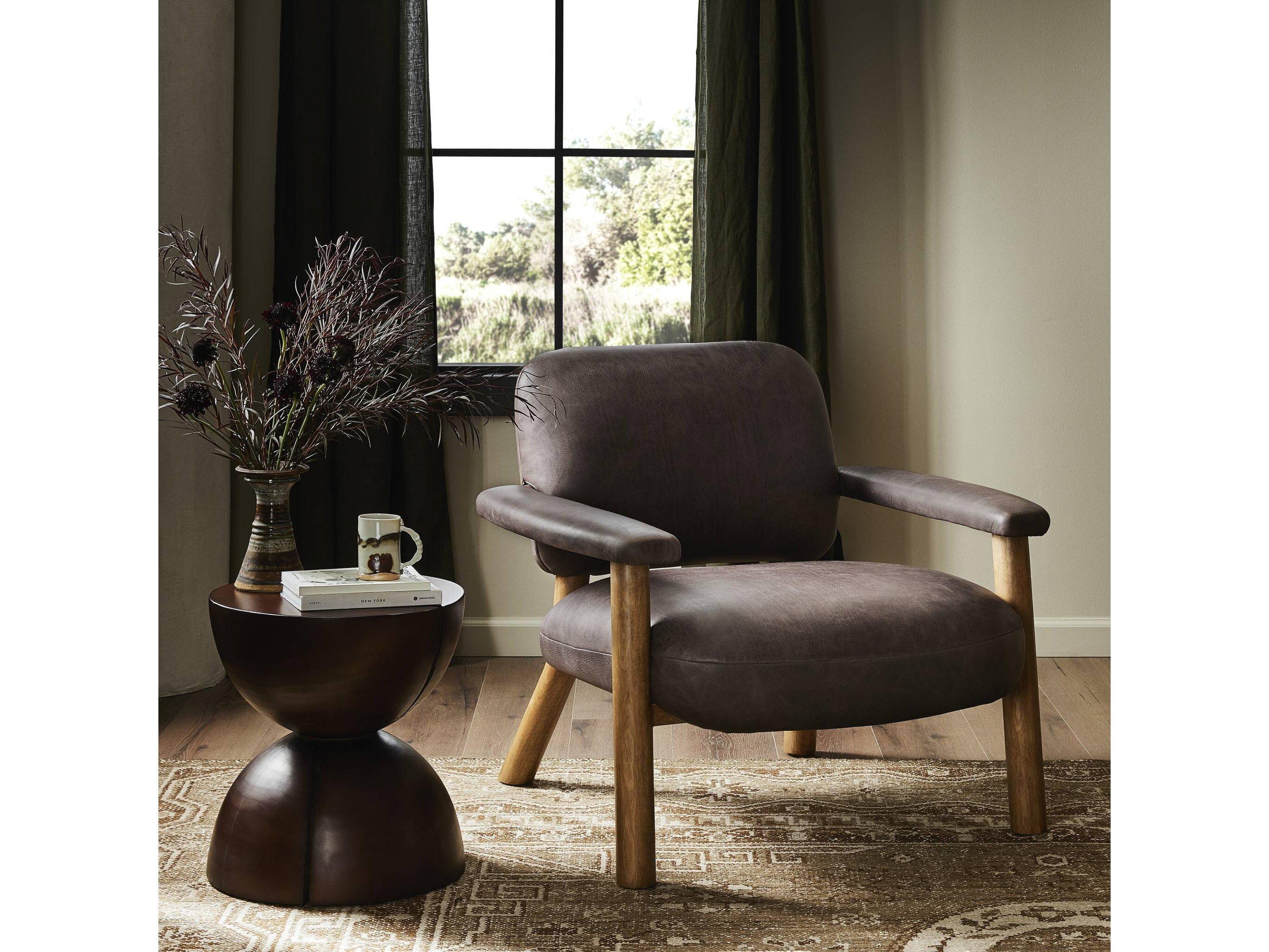 Four Hands Carnegie Brown Leather Accent Chair