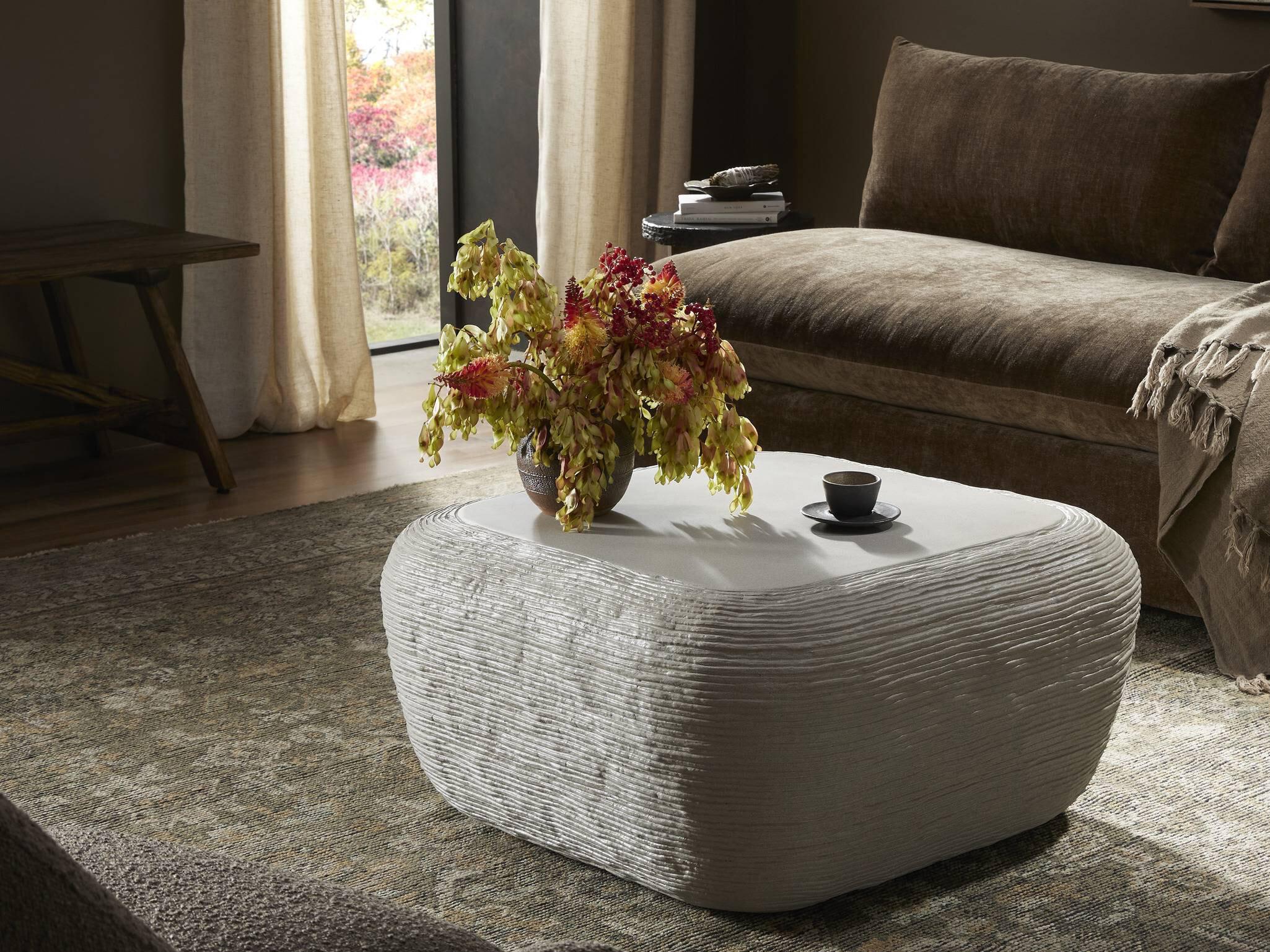 Four Hands Thayer Cirri Smooth Lunar Concrete Coffee Table