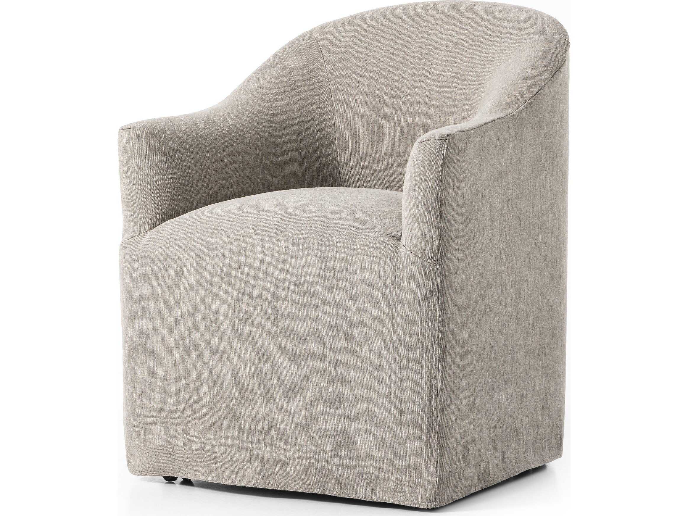 Four Hands Kensington Cove Heather Twill Stone Dining Chair w/ Casters