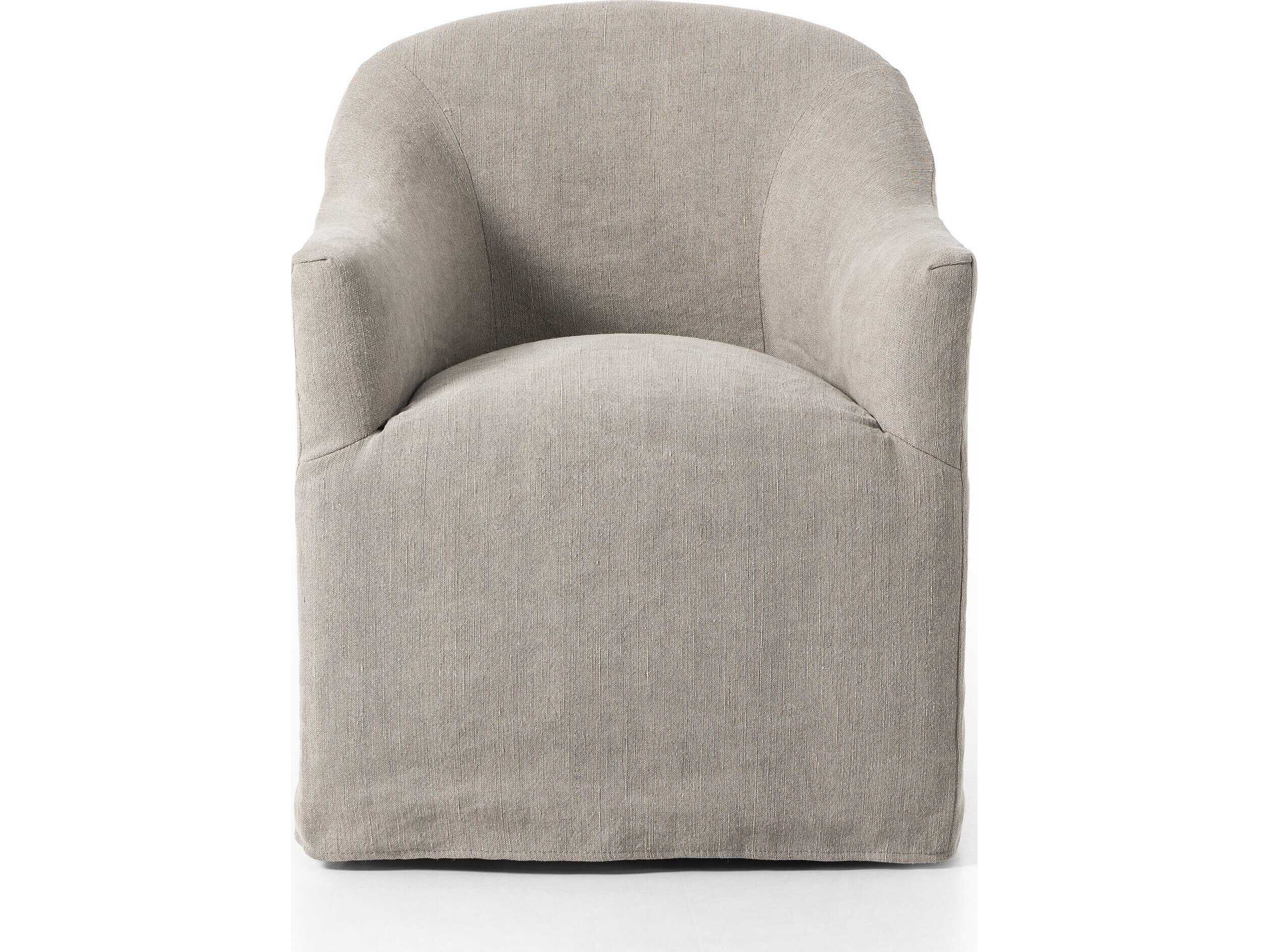 Four Hands Kensington Cove Heather Twill Stone Dining Chair w/ Casters