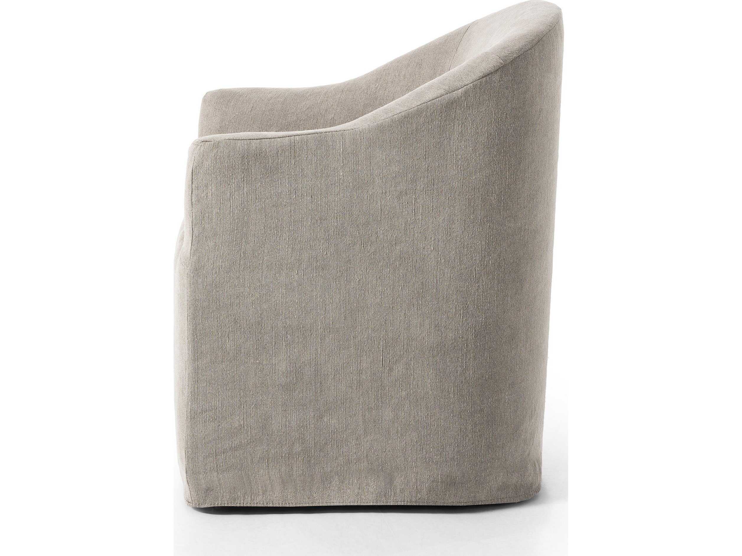 Four Hands Kensington Cove Heather Twill Stone Dining Chair w/ Casters