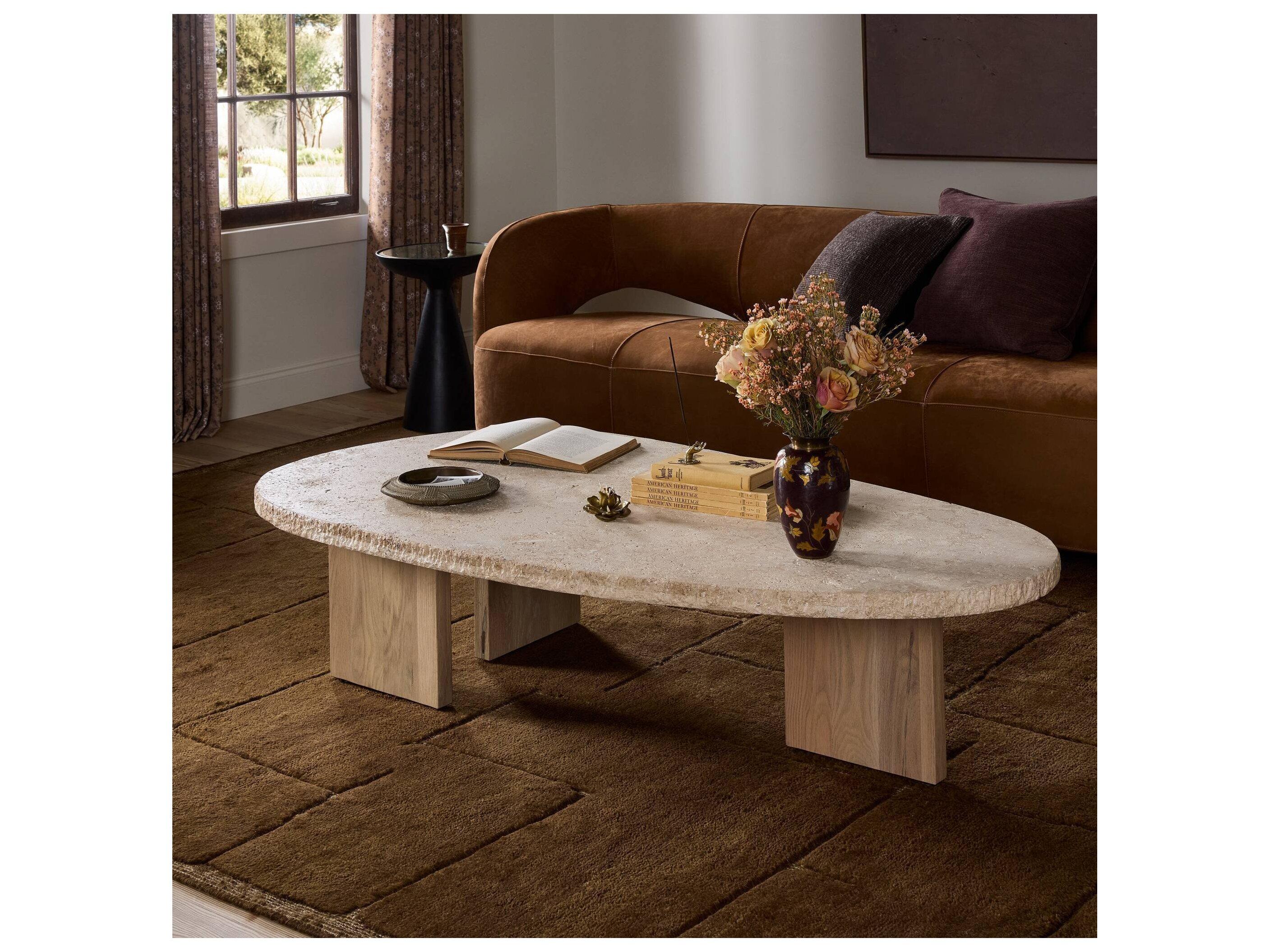 Four Hands Atwood Oval Stone Coffee Table