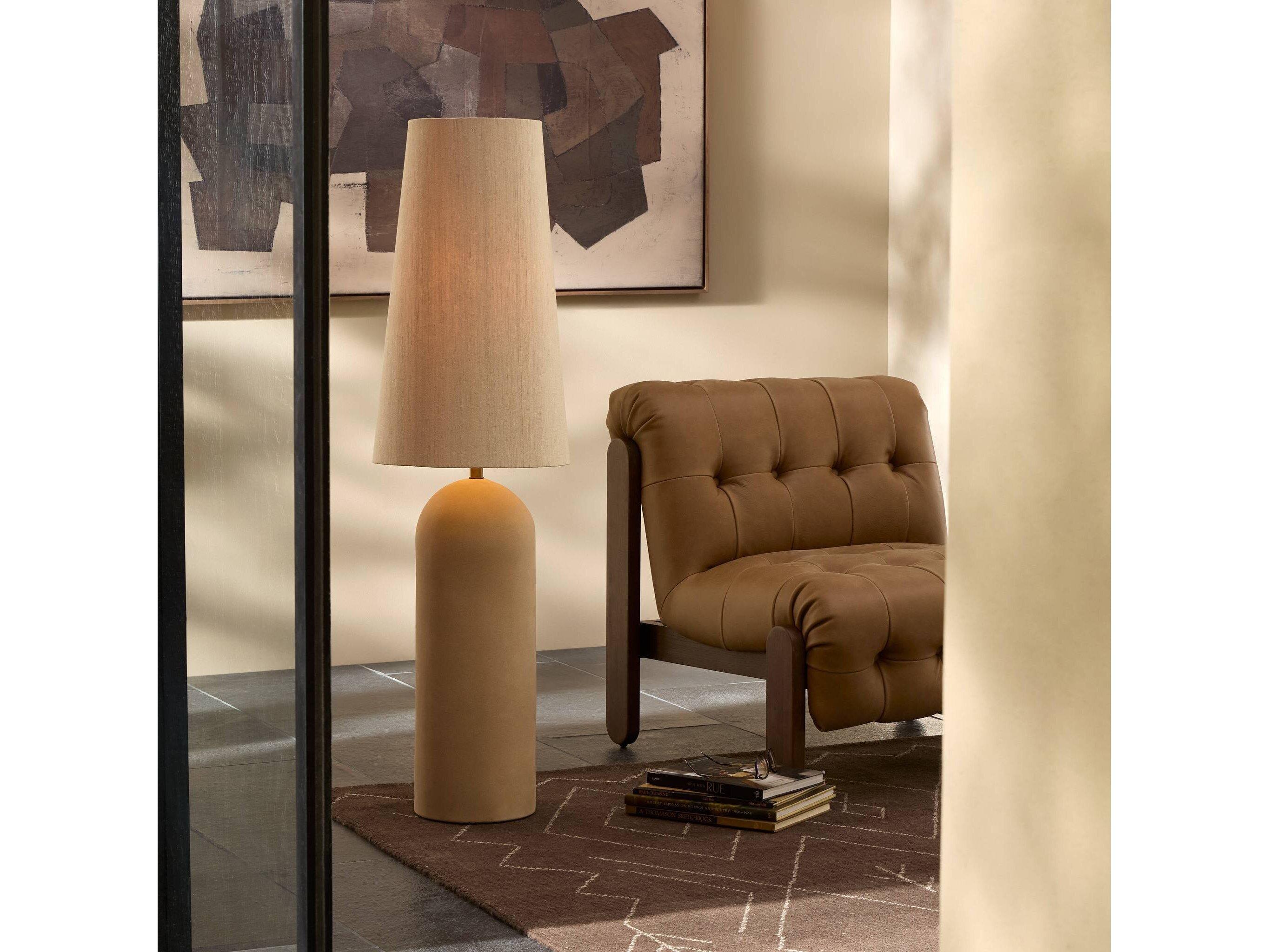 Four Hands Dane Posie Floor Lamp - Tan Speckled Ceramic