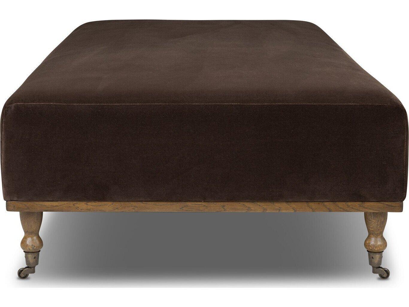 Four Hands Easton Surrey Cocoa Brown Upholstered Ottoman