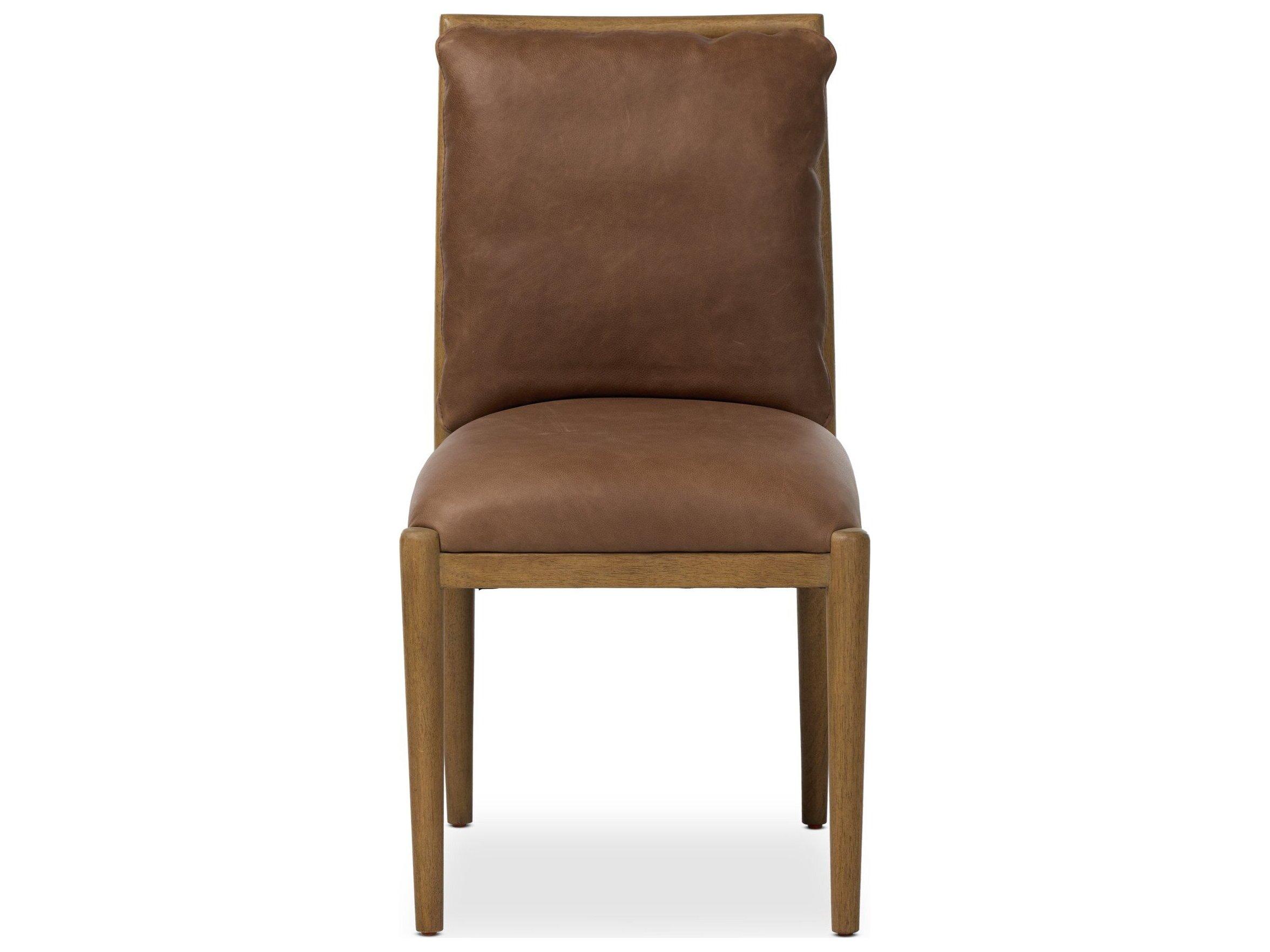 Four Hands Berman Parrawood Palermo Cigar Leather Armless Dining Chair