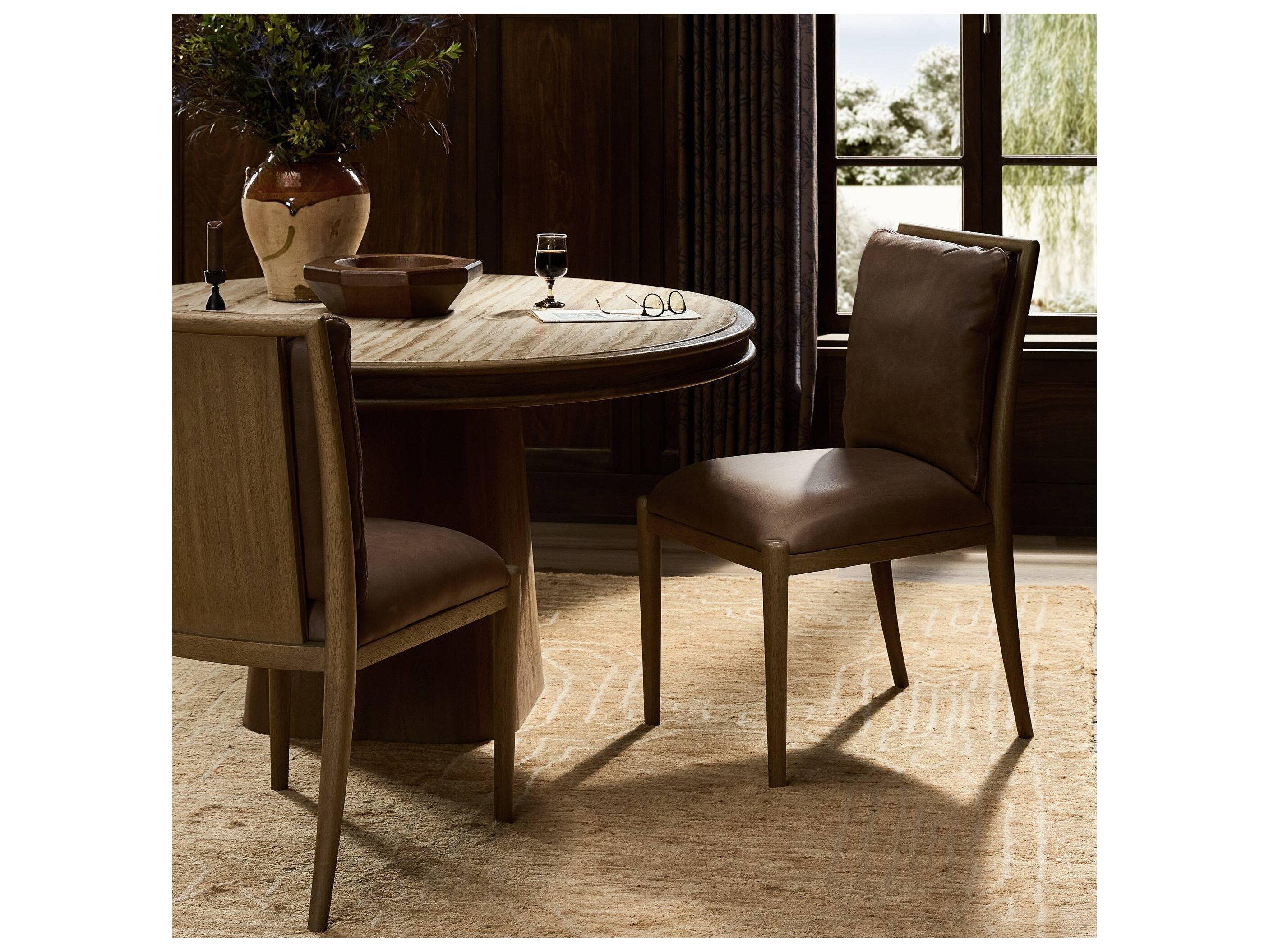 Four Hands Berman Parrawood Palermo Cigar Leather Armless Dining Chair