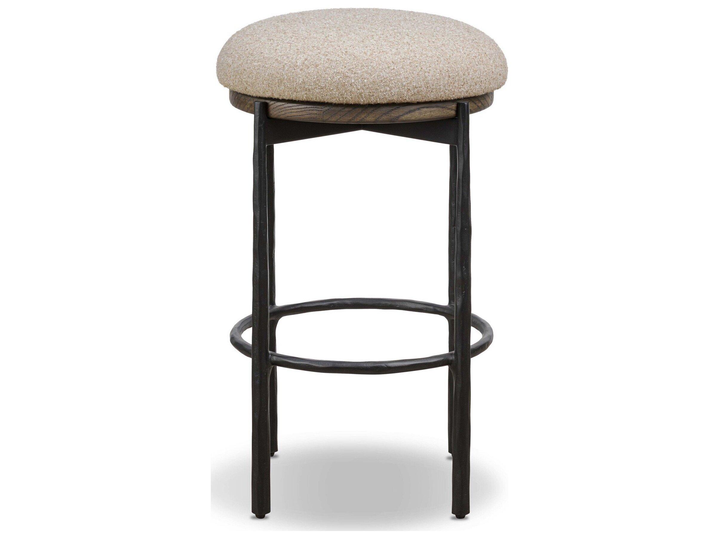 Four Hands Bolton Upholstered Swivel Oak Wood Counter Stool