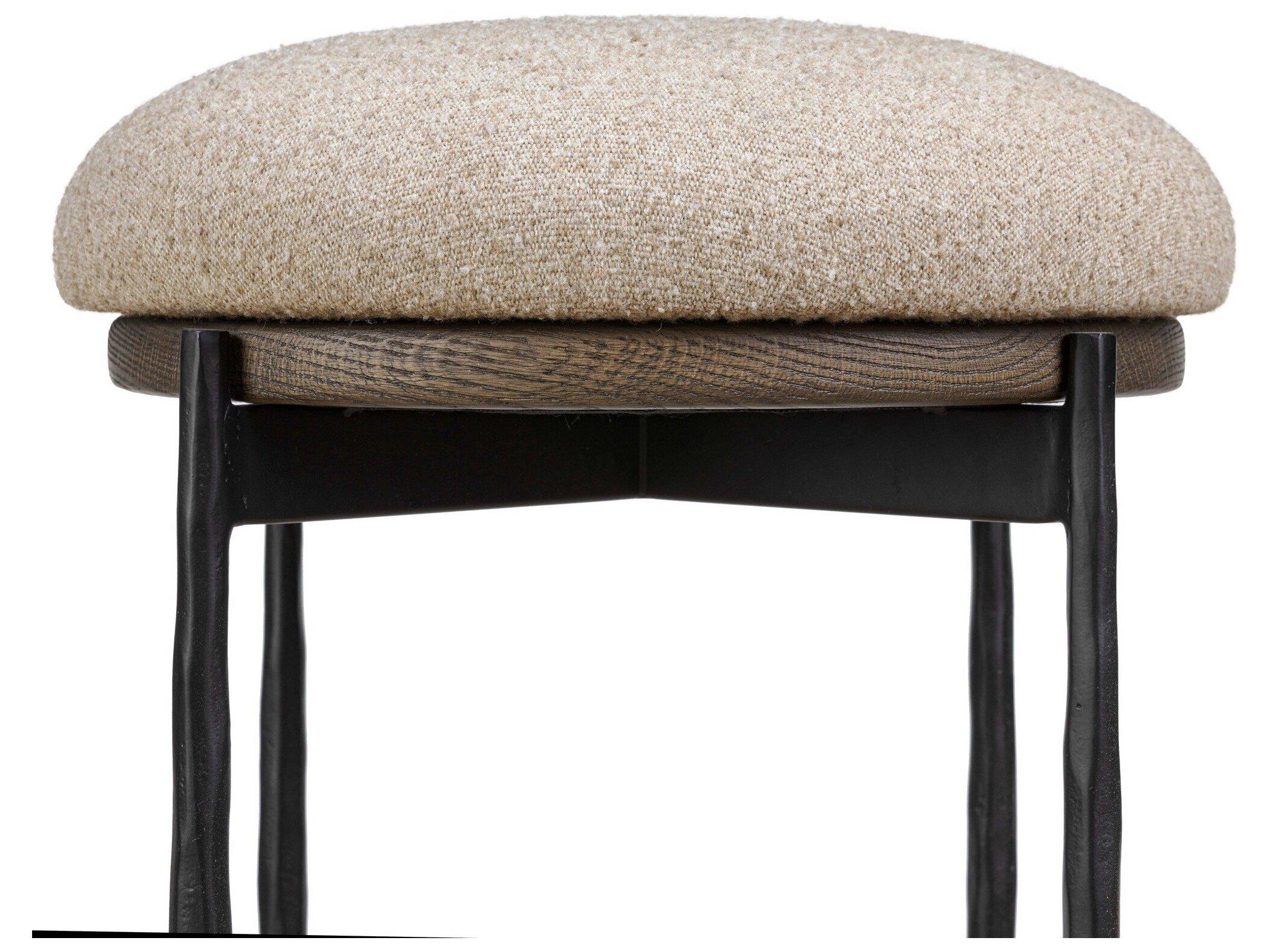 Four Hands Bolton Upholstered Swivel Oak Wood Bar Stool