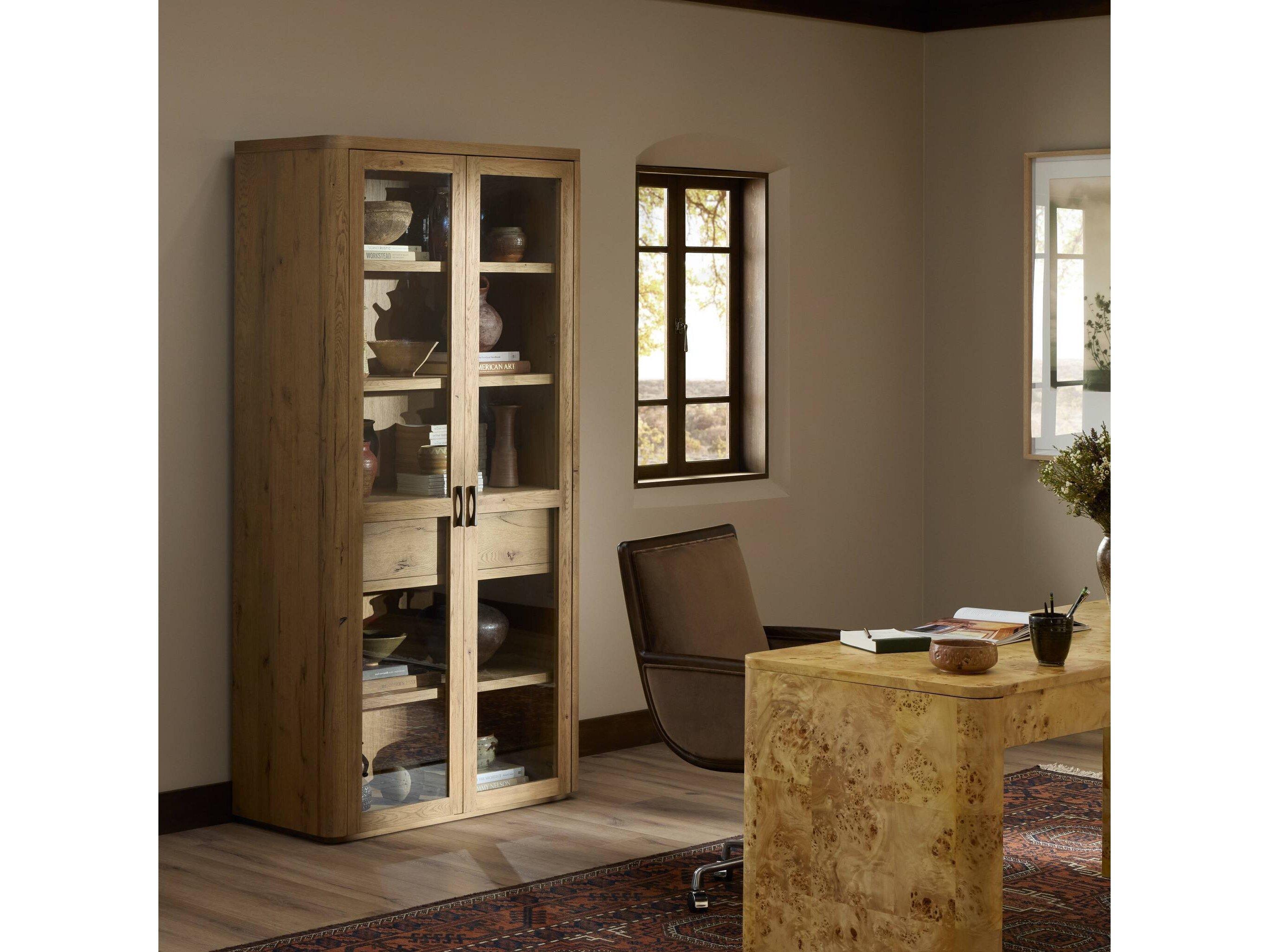 Four Hands Berman Stanton Cabinet - Aged Smoked Oak Veneer