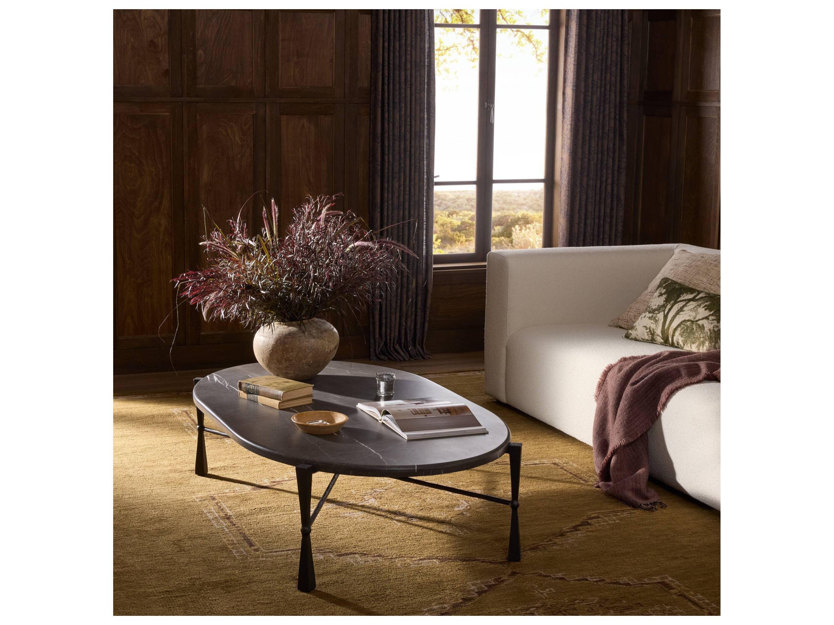 Four Hands Element Oval Marble Coffee Table