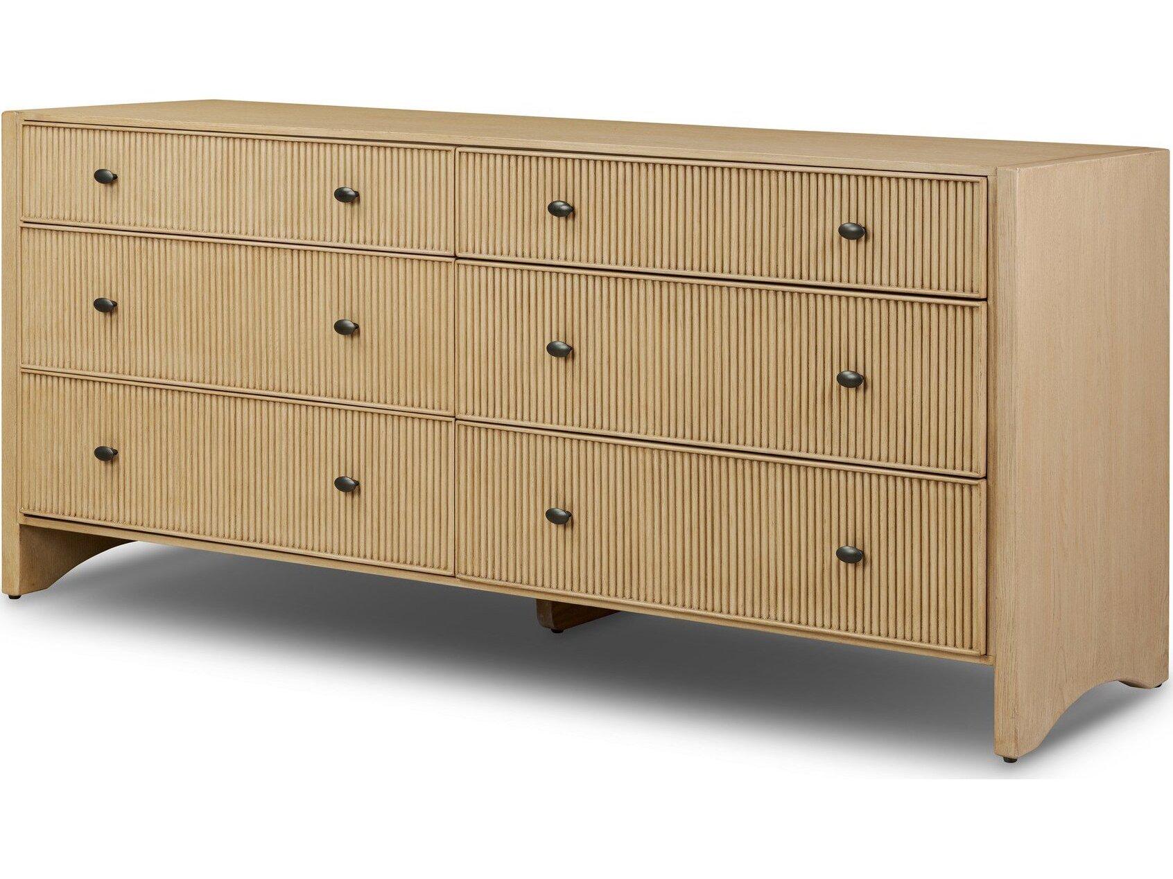 Four Hands Filmore 6-Drawers Natural Oak Wood Double Dresser