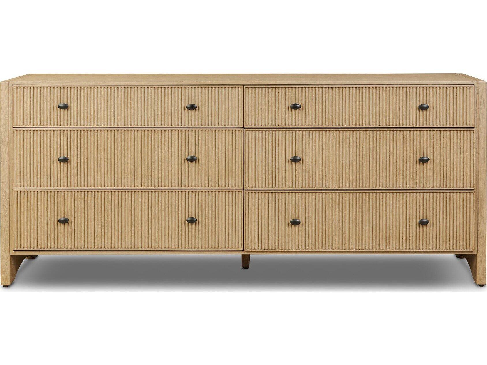 Four Hands Filmore 6-Drawers Natural Oak Wood Double Dresser