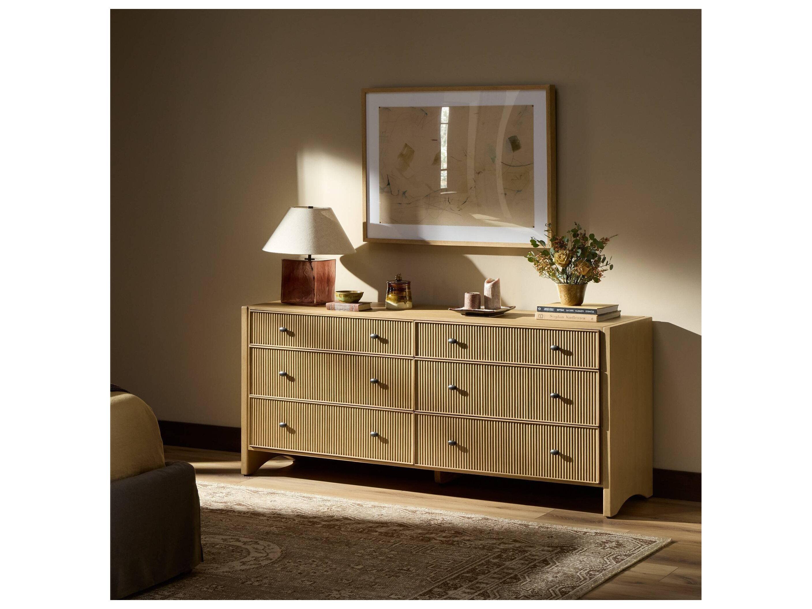 Four Hands Filmore 6-Drawers Natural Oak Wood Double Dresser