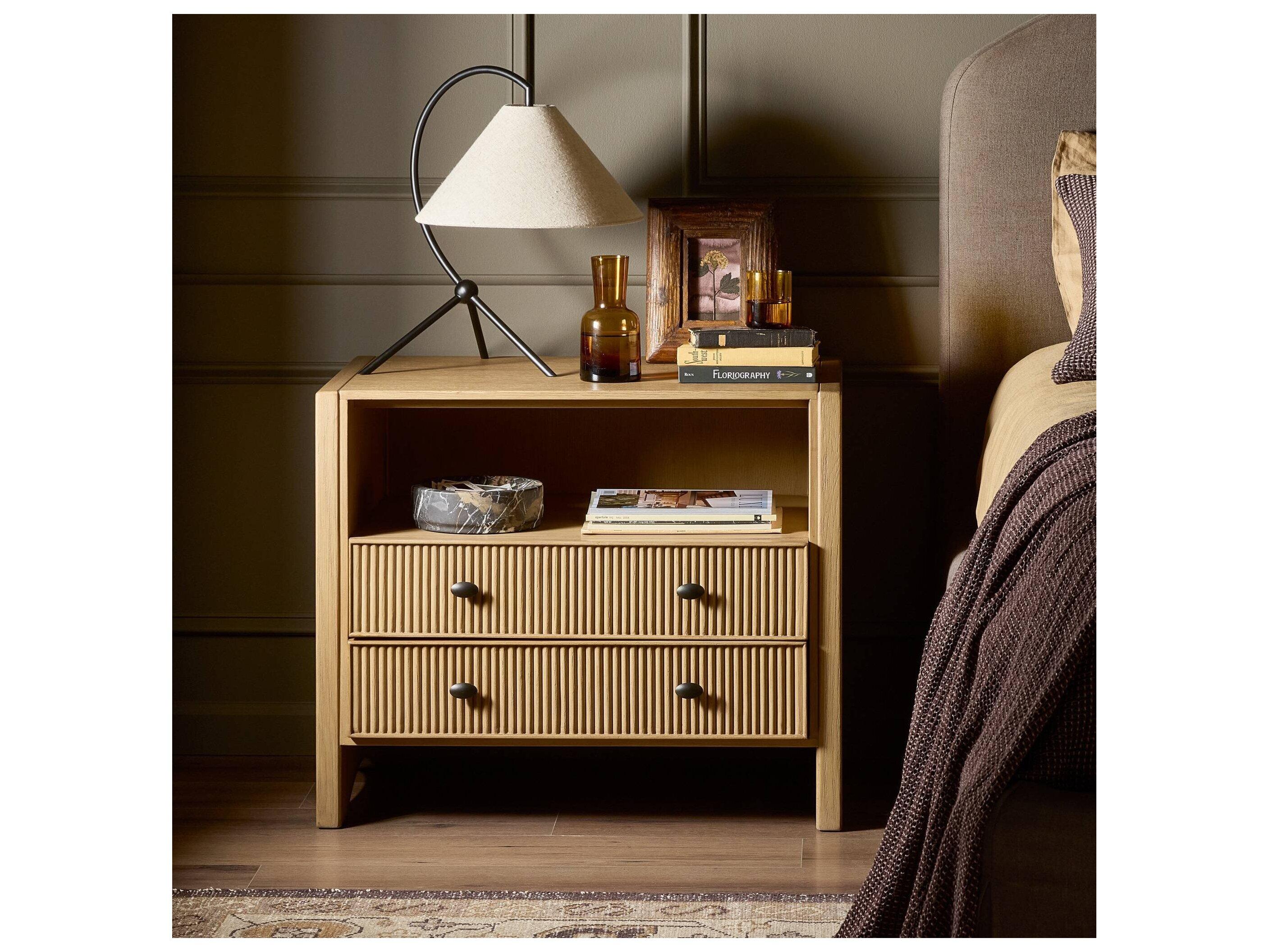 Four Hands Filmore 2-Drawers Oak Wood Nightstand