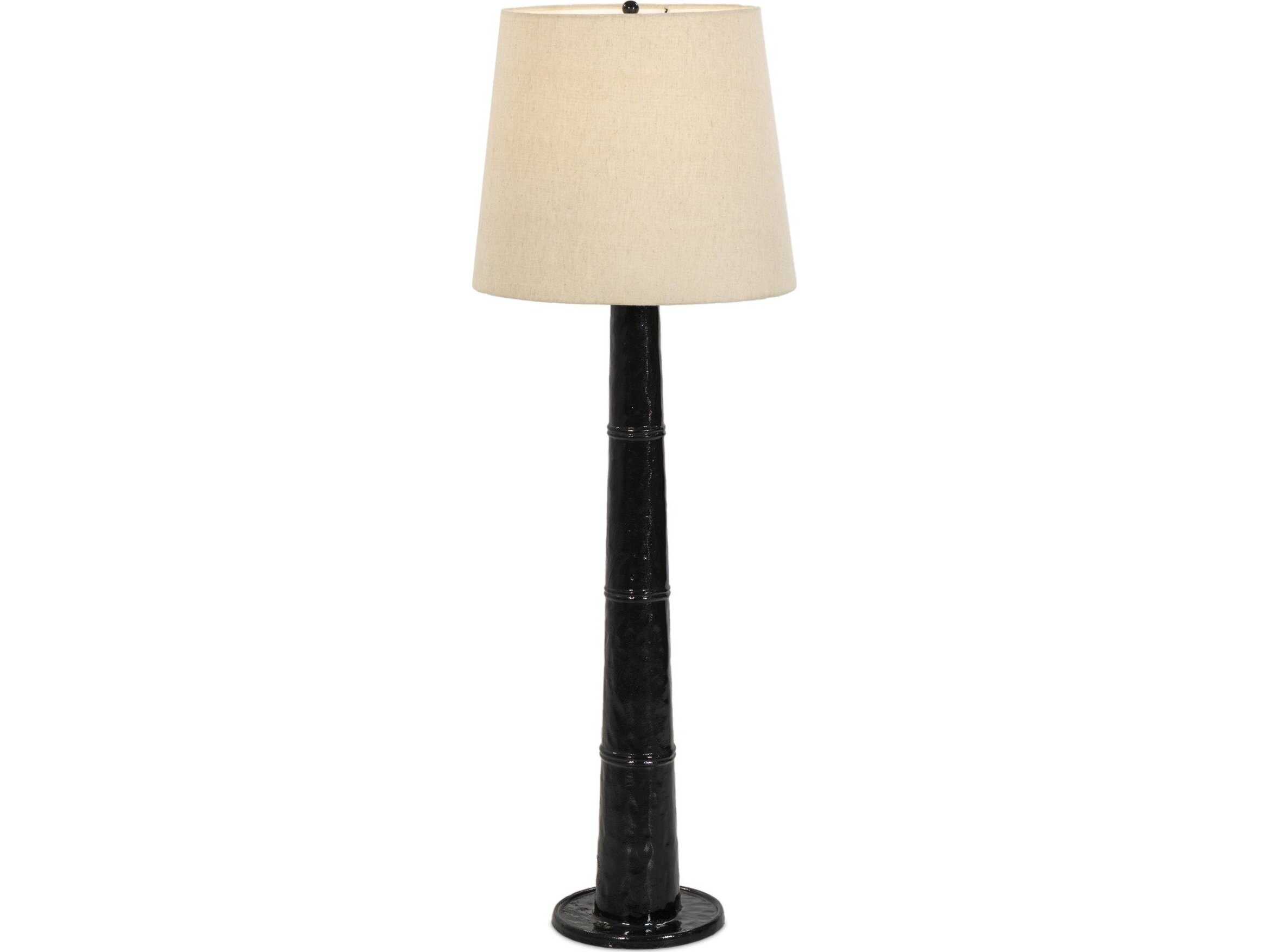 Four Hands Asher Nerissa Floor Lamp - Glossy Black Cast Aluminum