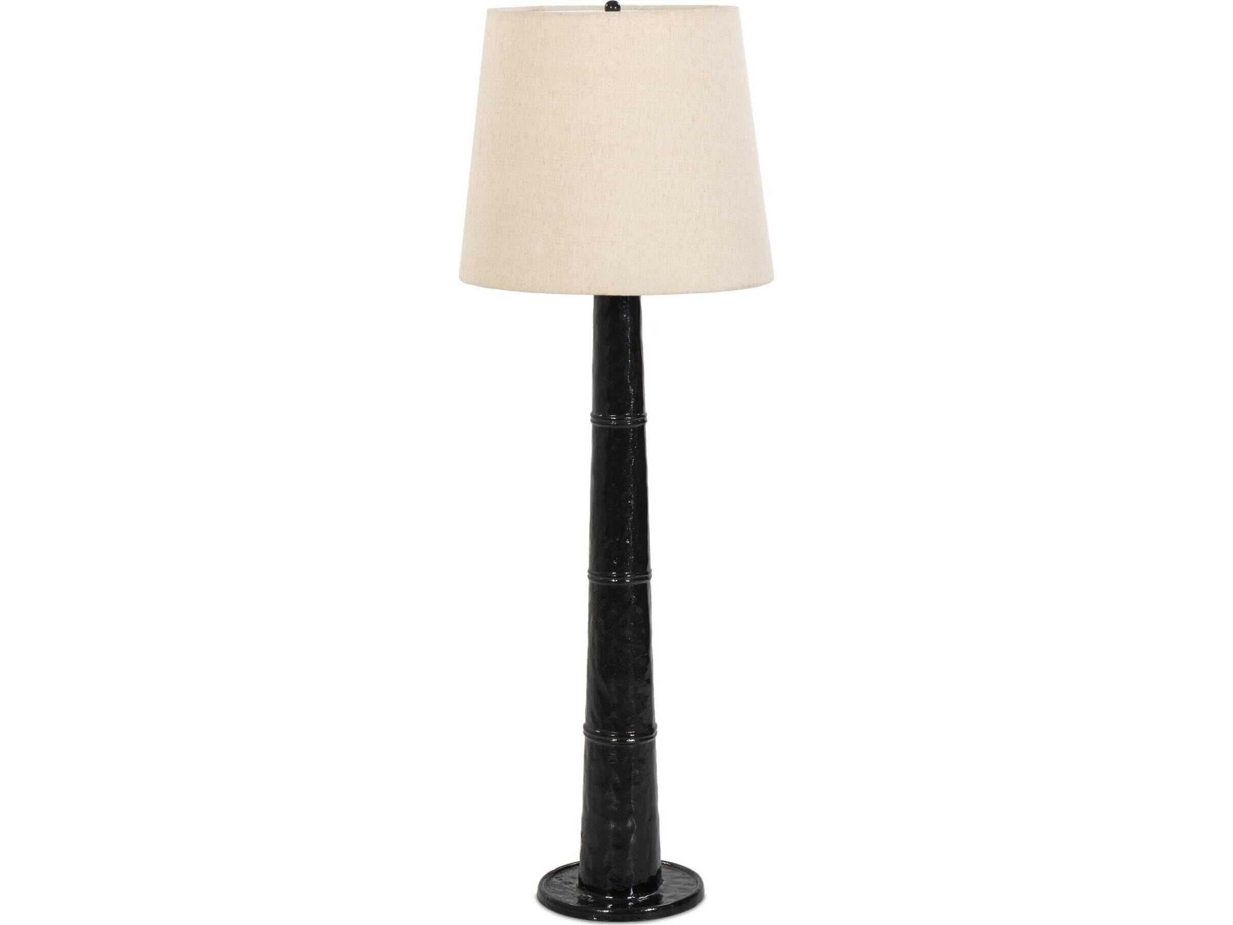 Four Hands Asher Nerissa Floor Lamp - Glossy Black Cast Aluminum