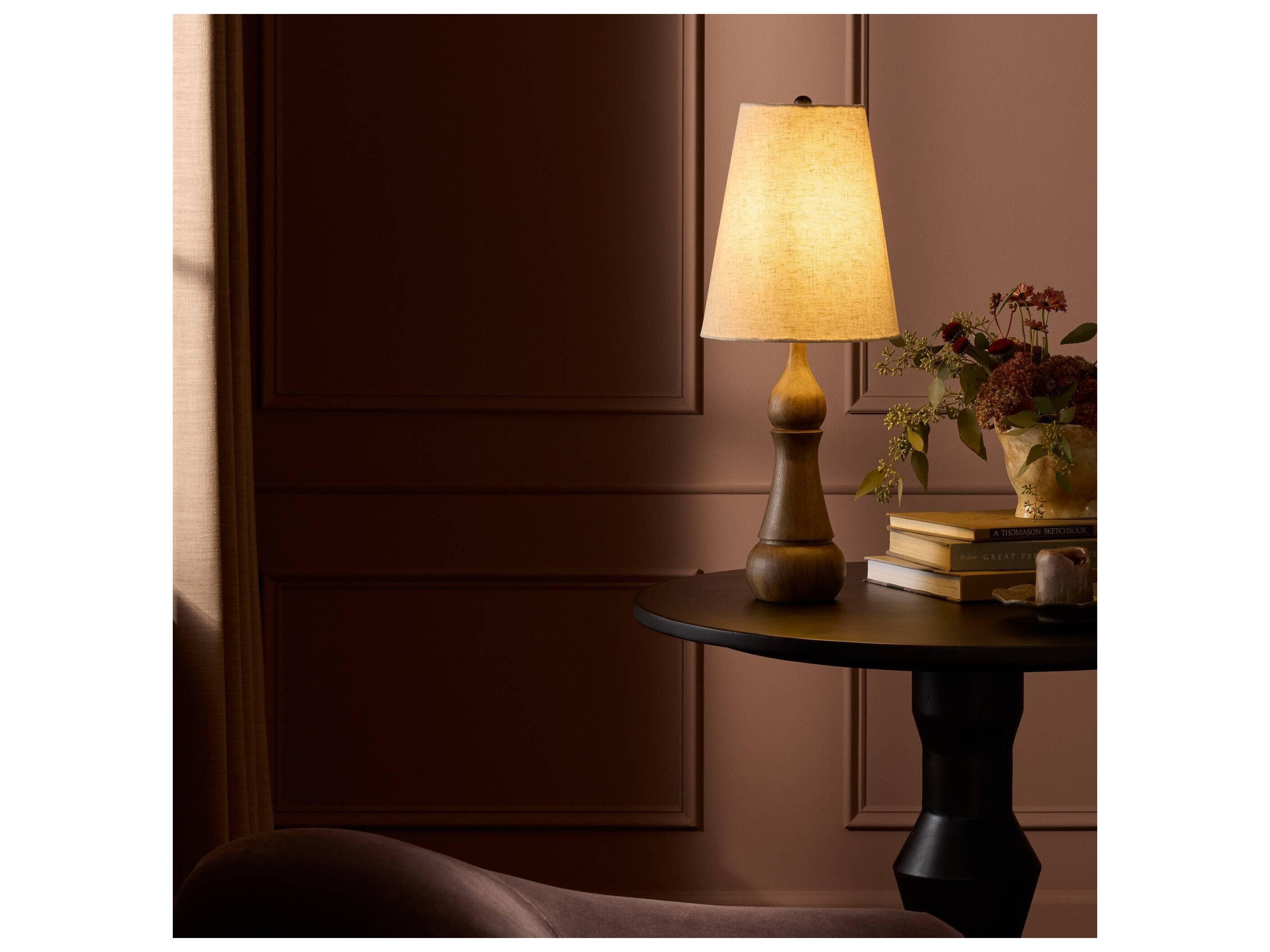 Four Hands Asher Fawn Oak Wood Table Lamp