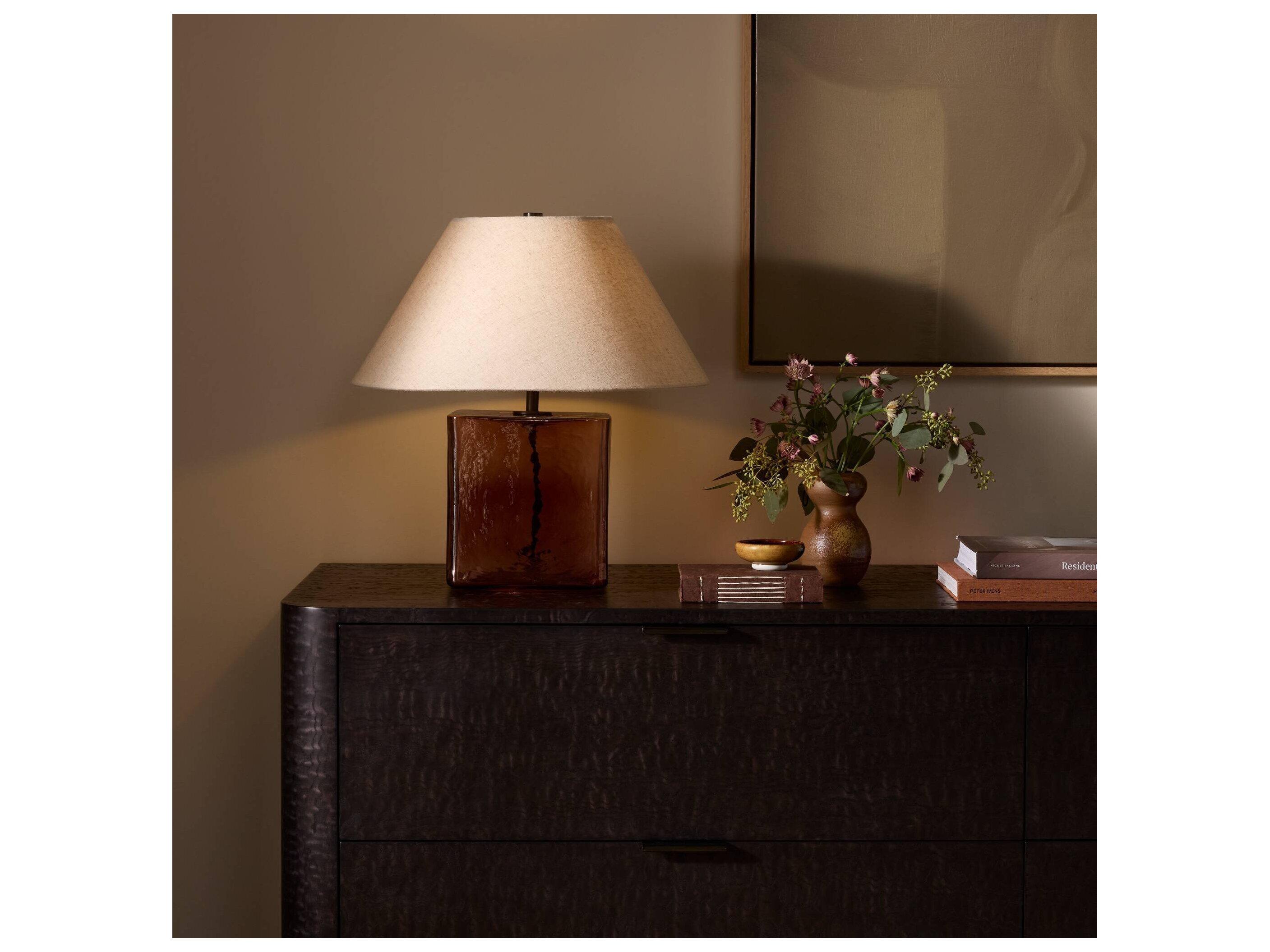 Four Hands Asher Brown Cast Glass Table Lamp