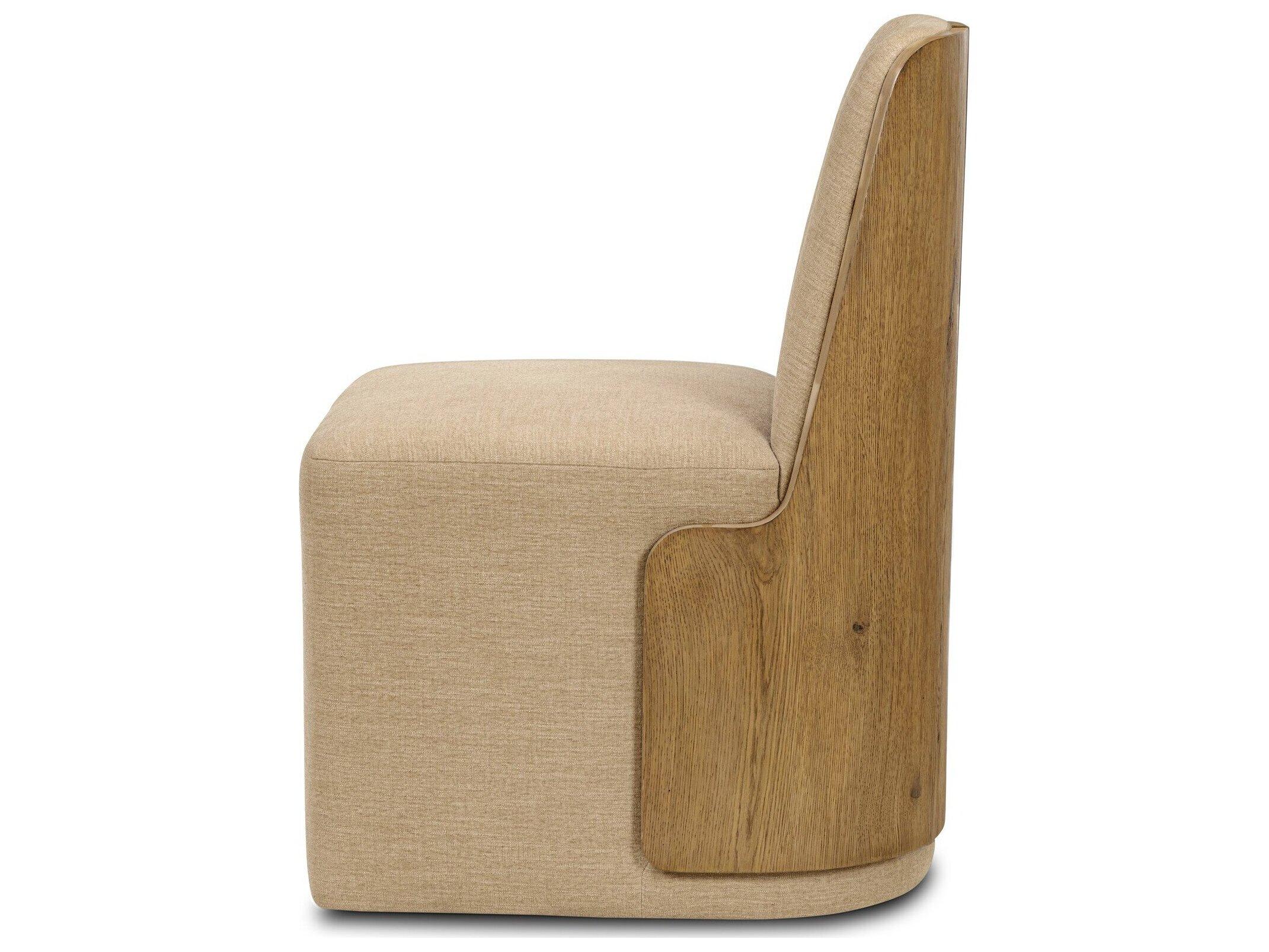 Four Hands Lawson Oak Wood Natural Upholstered Armless Dining Chair