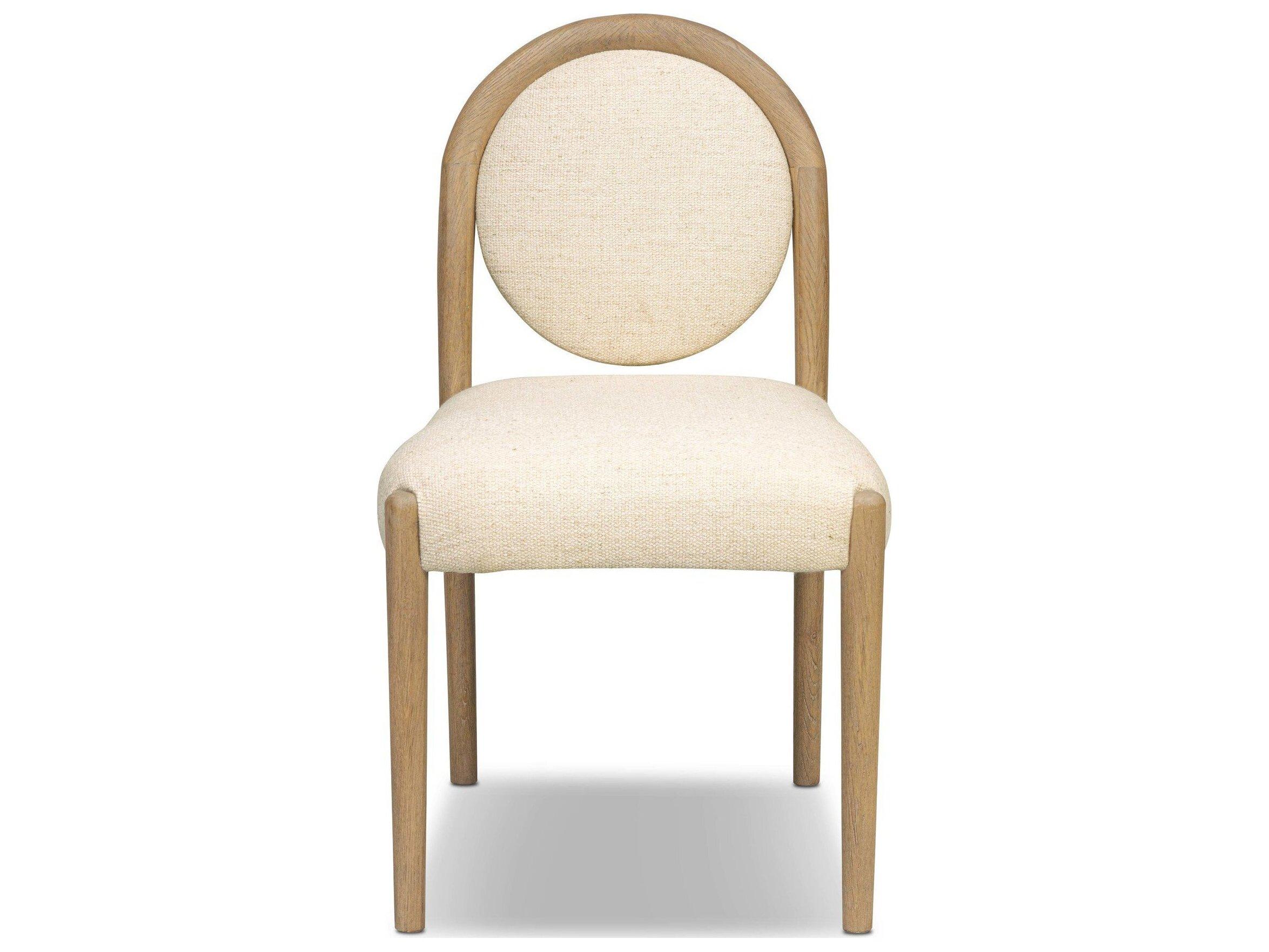 Four Hands Berman Oak Wood Thames Cream Upholstered Armless Dining Chair