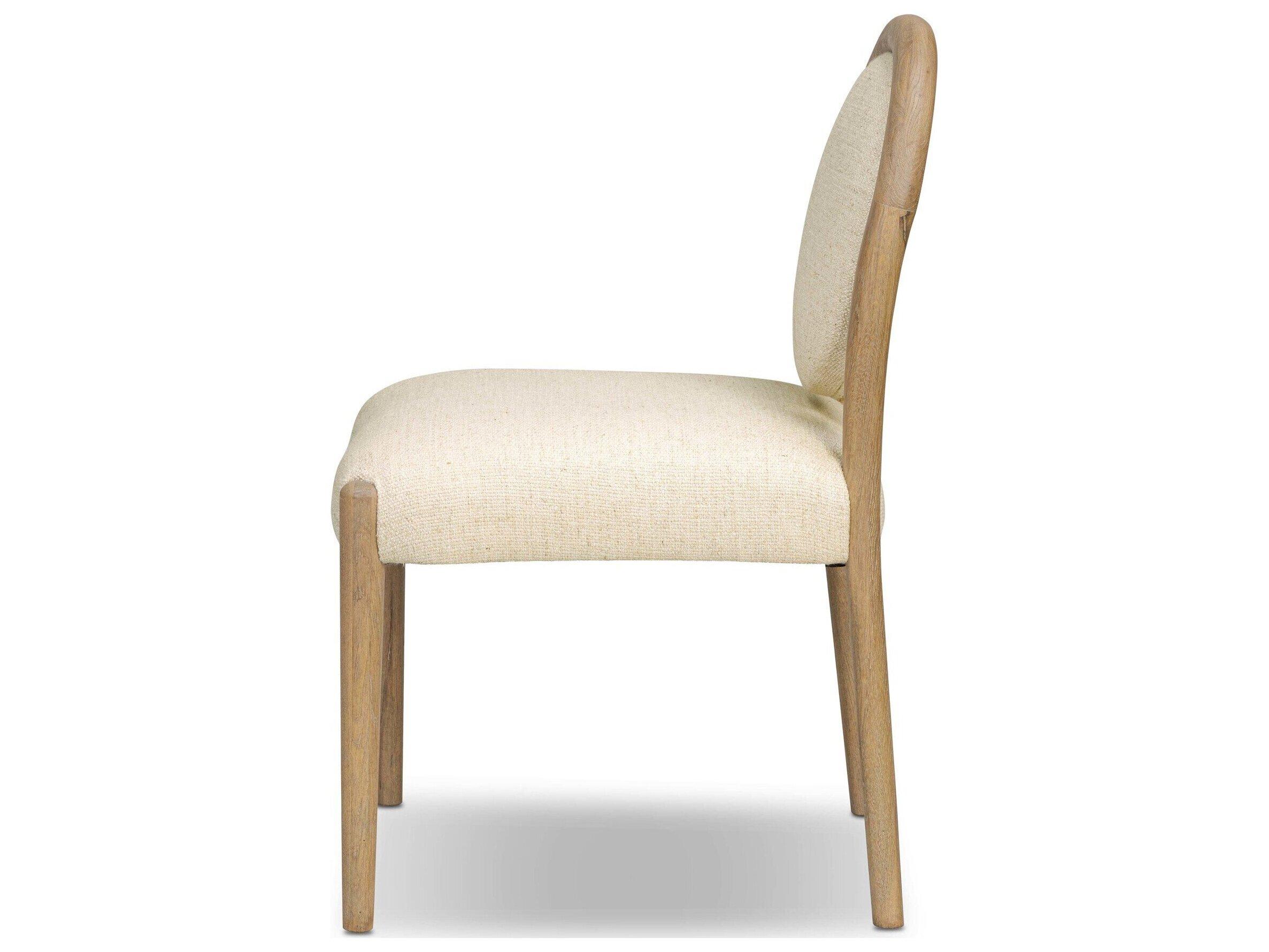 Four Hands Berman Oak Wood Thames Cream Upholstered Armless Dining Chair