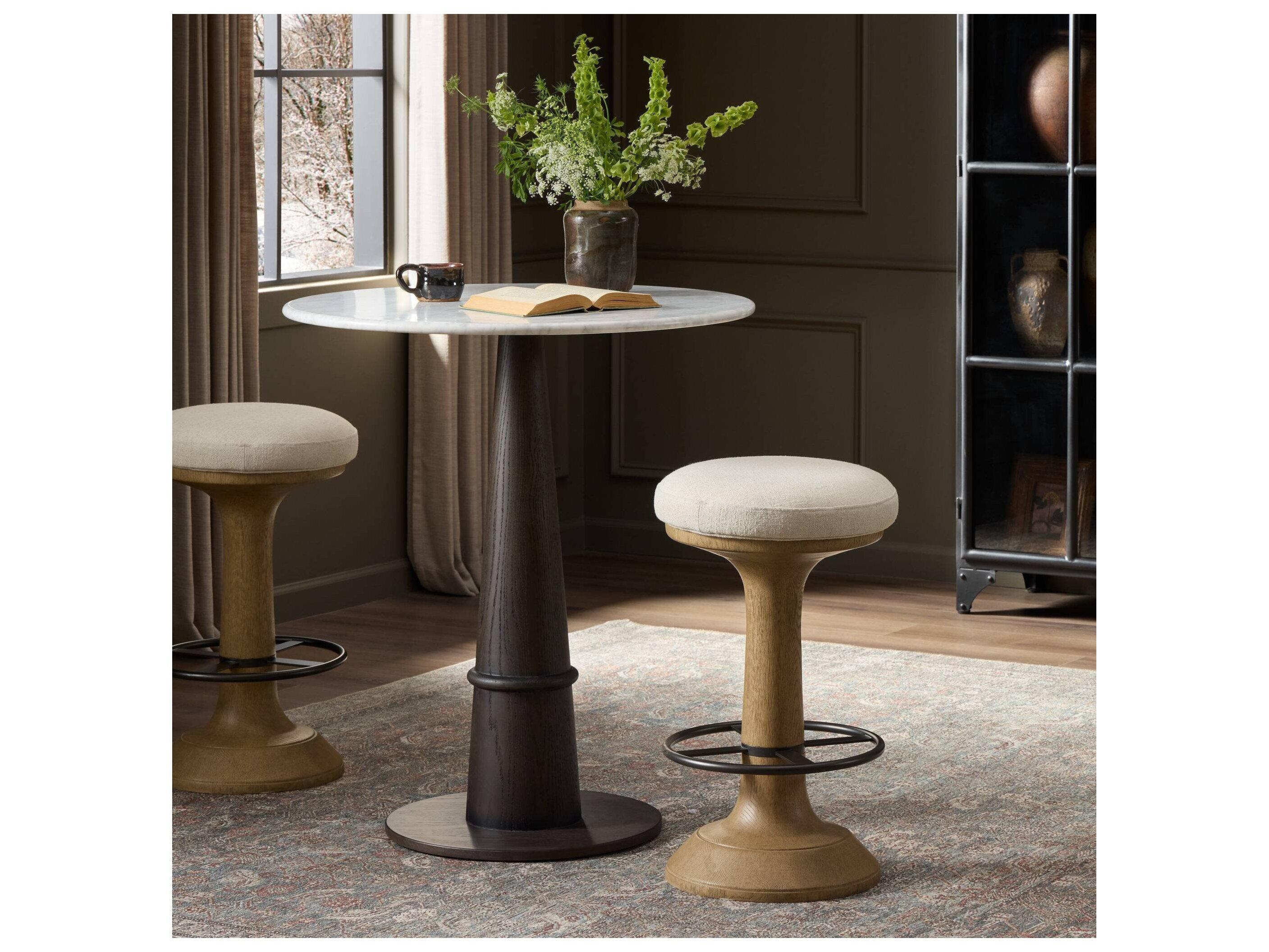 Four Hands Blaire Upholstered Swivel Oak Wood Counter Stool