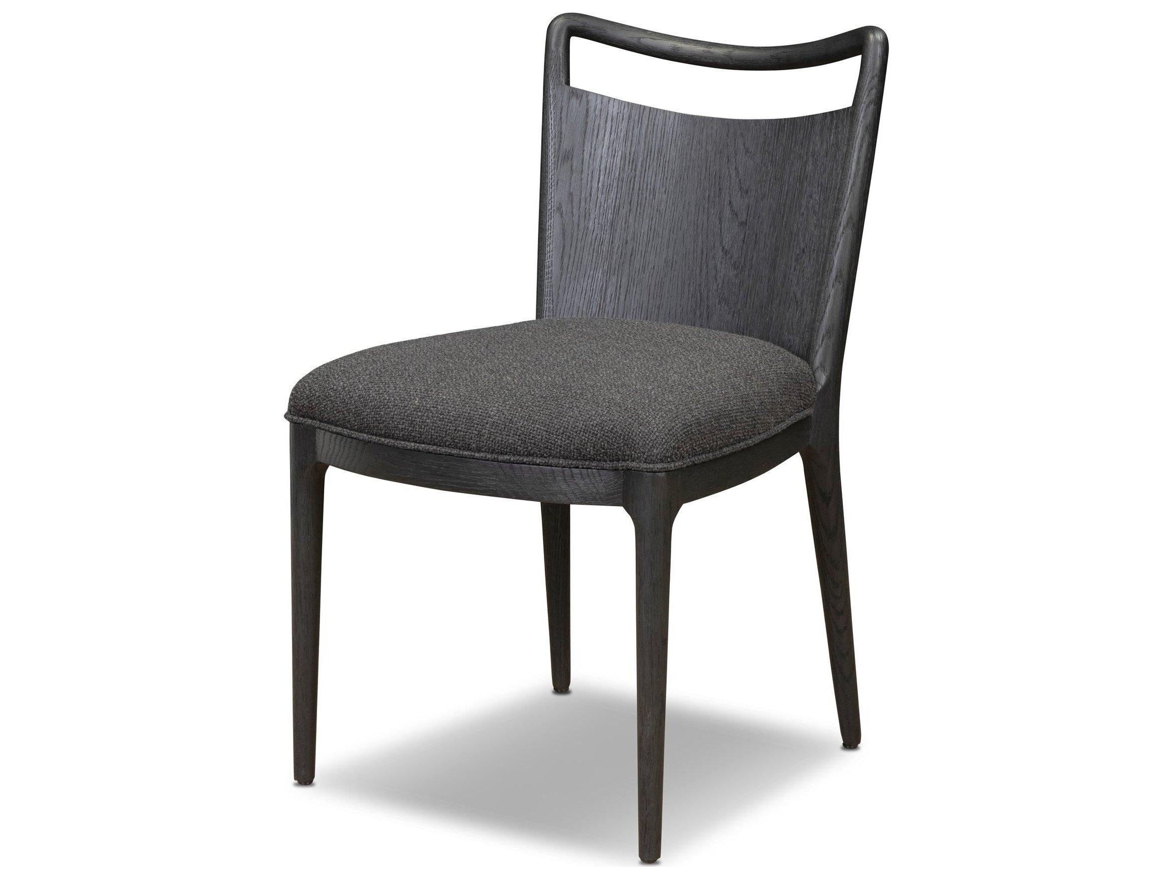 Four Hands Agency Oak Wood Black Upholstered Armless Dining Chair