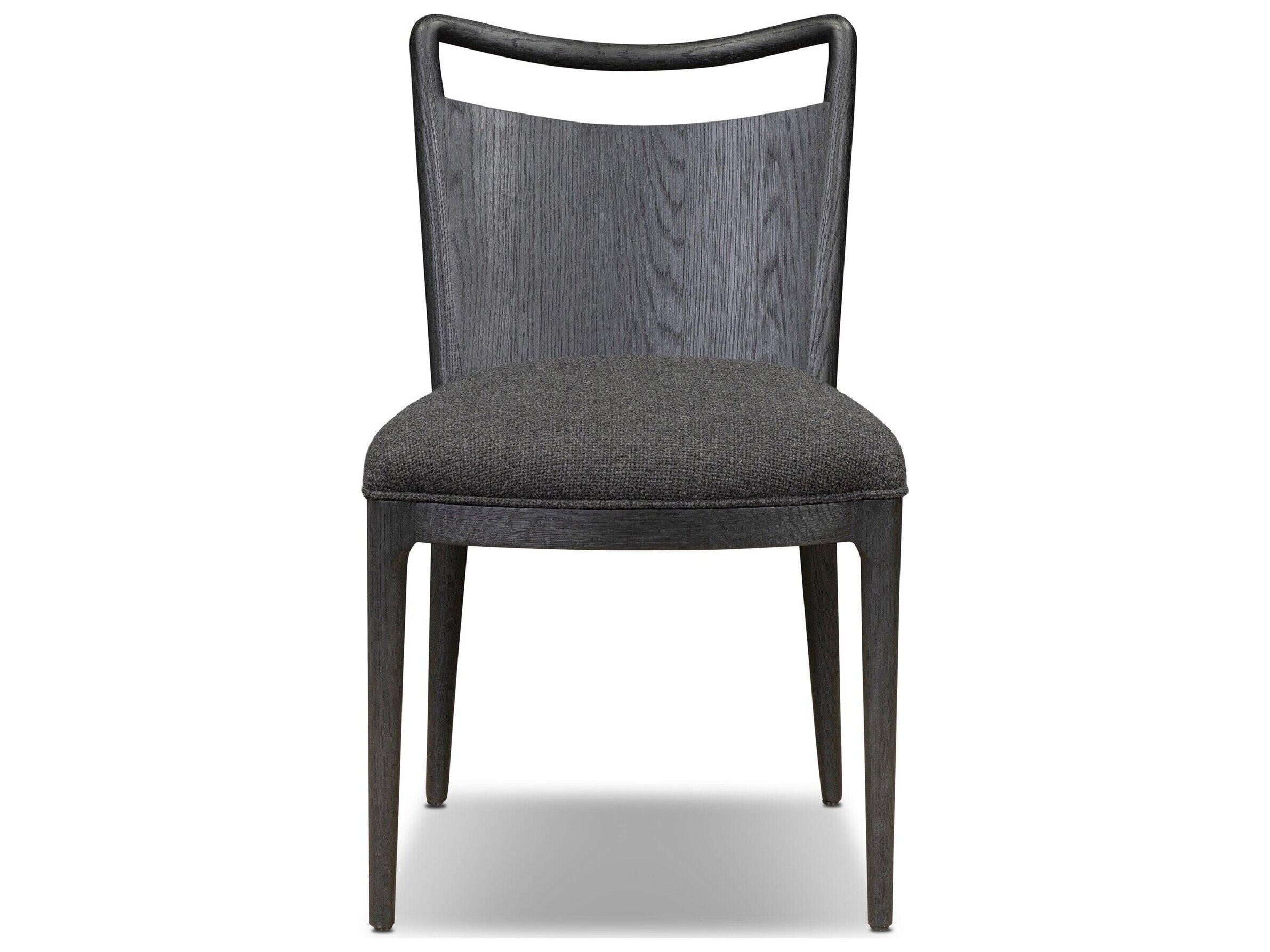 Four Hands Agency Oak Wood Black Upholstered Armless Dining Chair