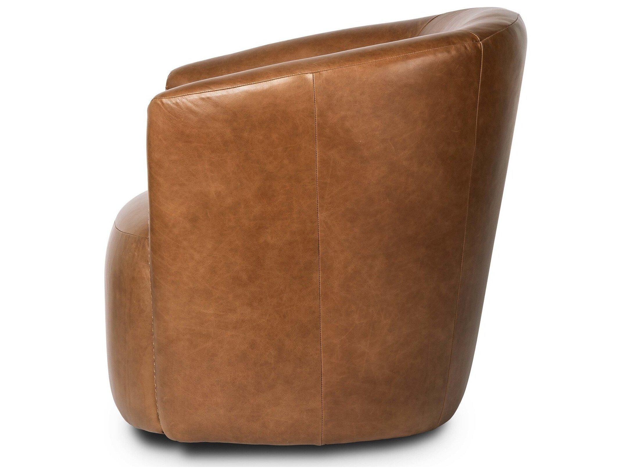 Four Hands Ackerman Swivel Sonoma Chestnut Leather Accent Chair